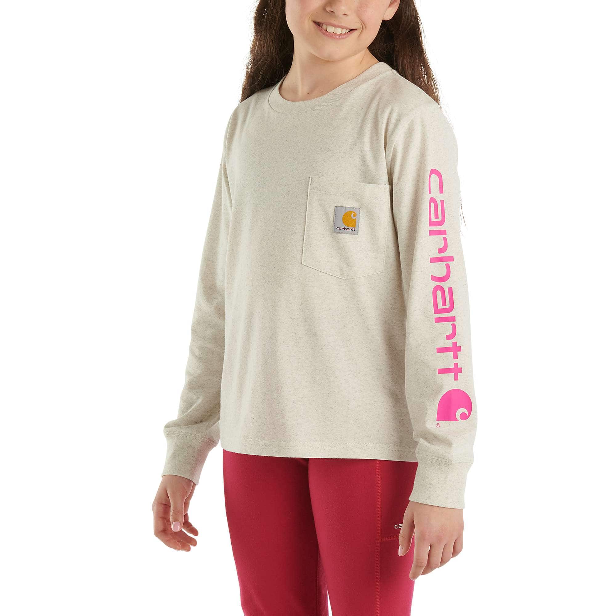 Girls' Long-Sleeve Graphic Pocket Heather T-Shirt - Carhartt Outlet