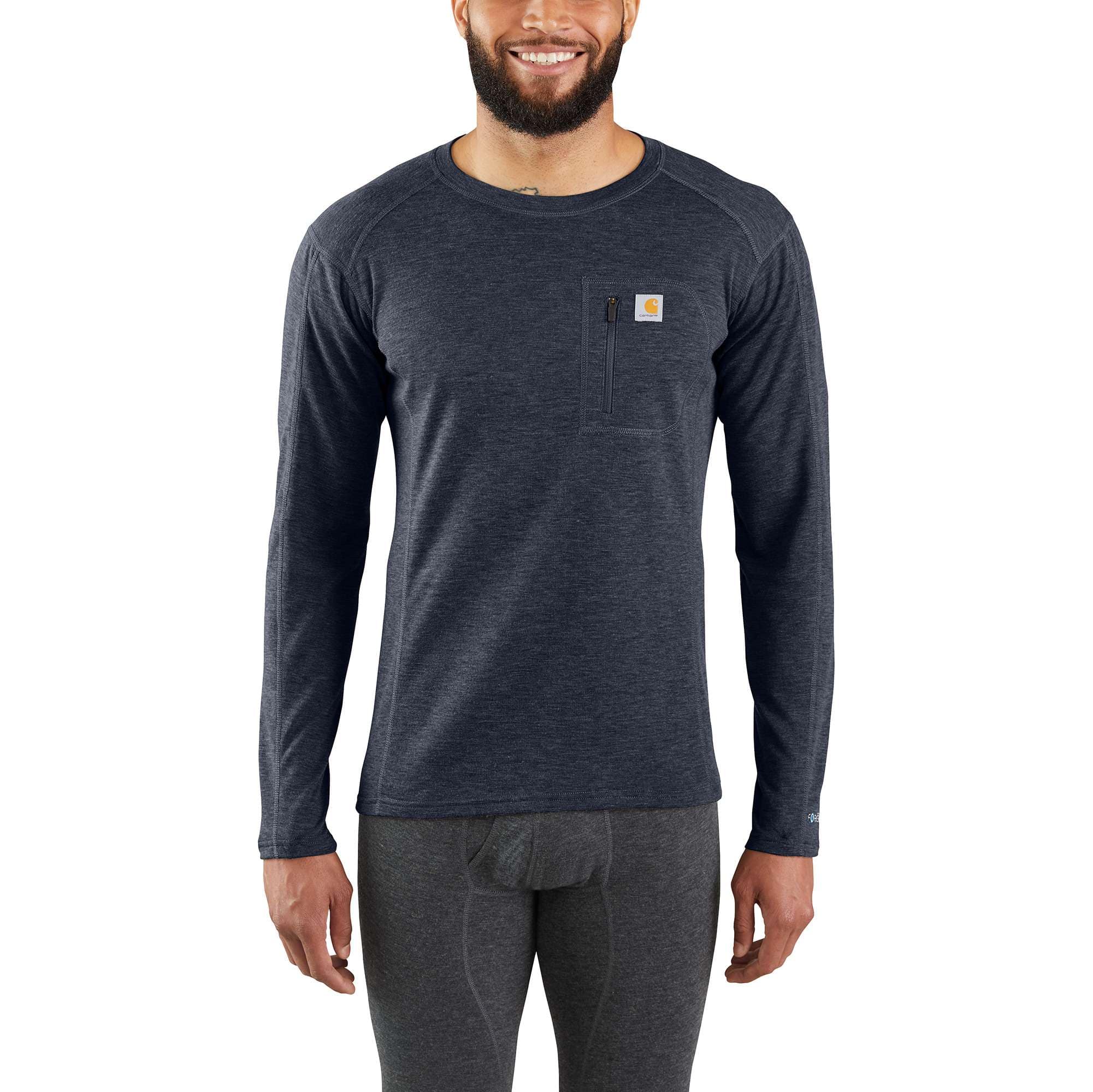 Carhartt Force Heavyweight Synthetic-Wool Blend Base Layer Crewneck Pocket Top - Carhartt Outlet