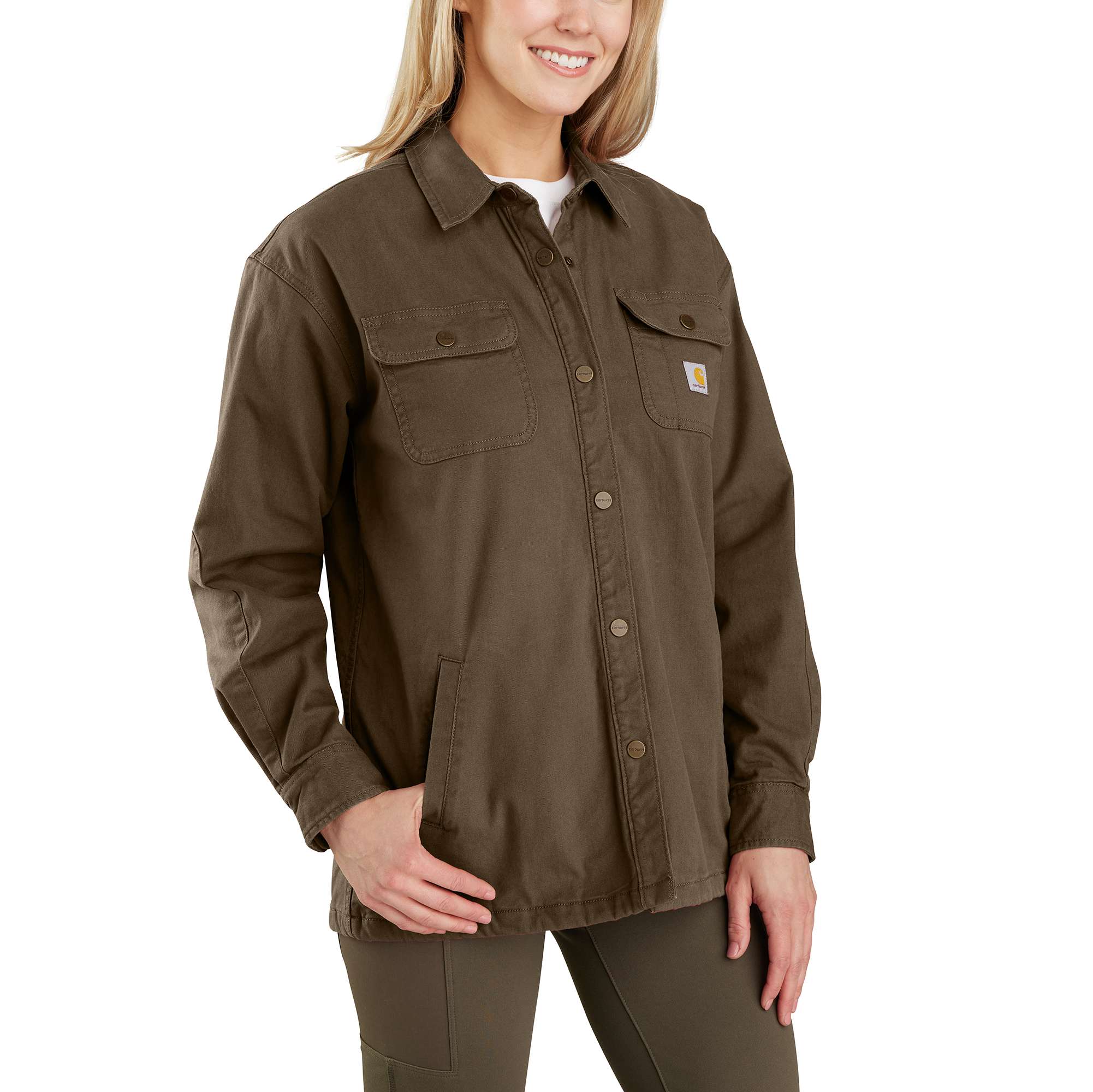 Women's Rugged Flex Loose Fit Canvas Fleece-Lined Shirt Jac - Carhartt Outlet