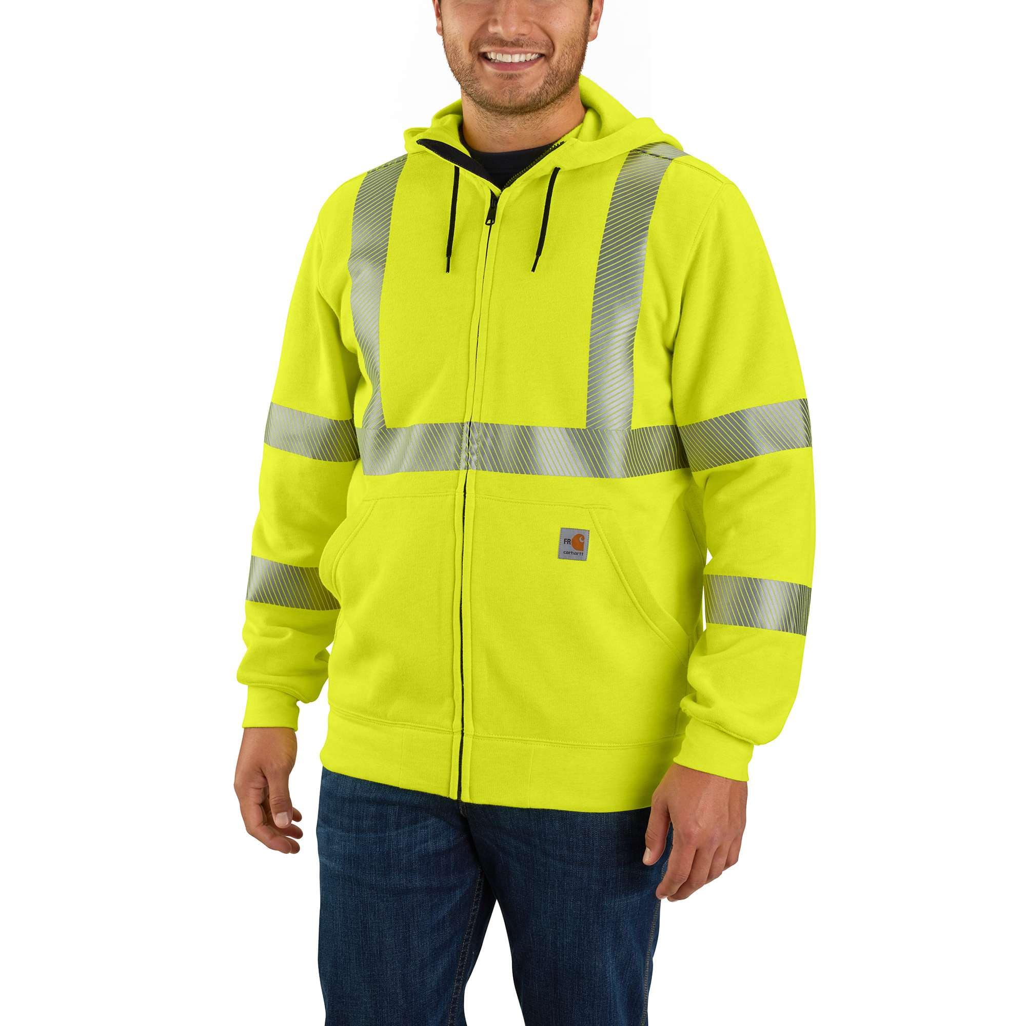 Flame Resistant High-Visibility Force Loose Fit Midweight Full-Zip Class 3 Sweatshirt - Carhartt Outlet