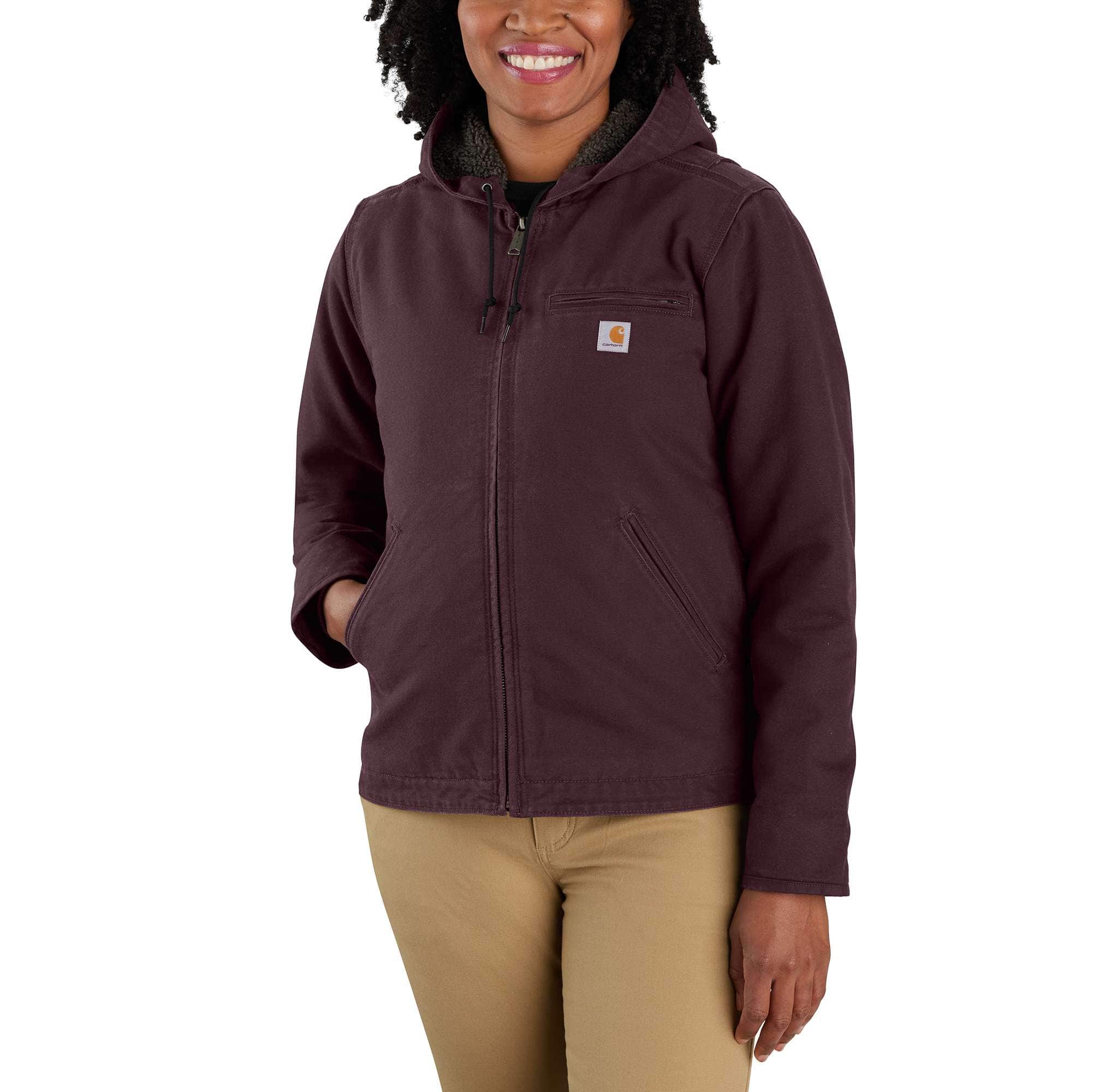 Women's Loose Fit Washed Duck Sherpa Lined Jacket - 3 Warmest Rating - Carhartt Outlet