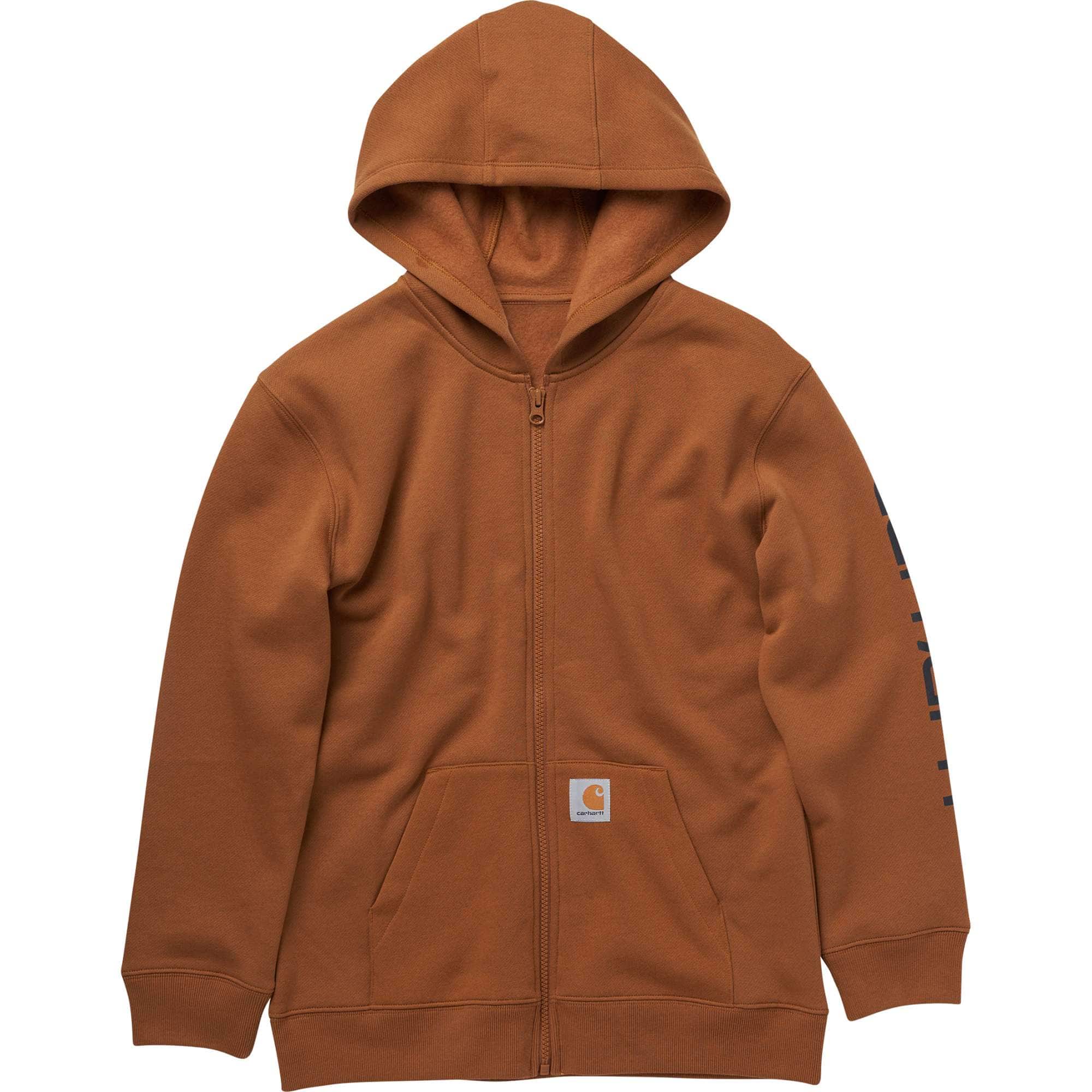 Boys' Hooded Full Zip Sleeve Logo Sweatshirt - Carhartt Outlet