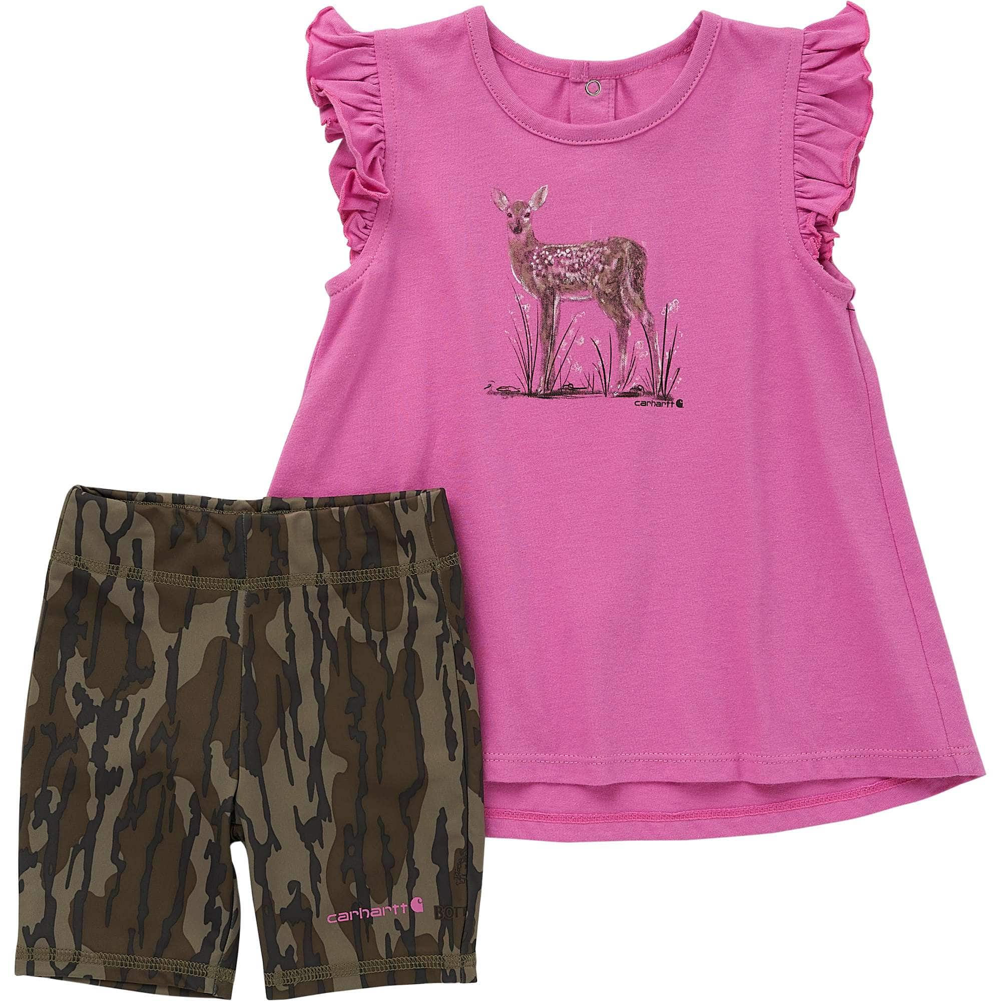 Girls'  Deer Shirt and Camo Biker Short Set (Toddler) - Carhartt Outlet
