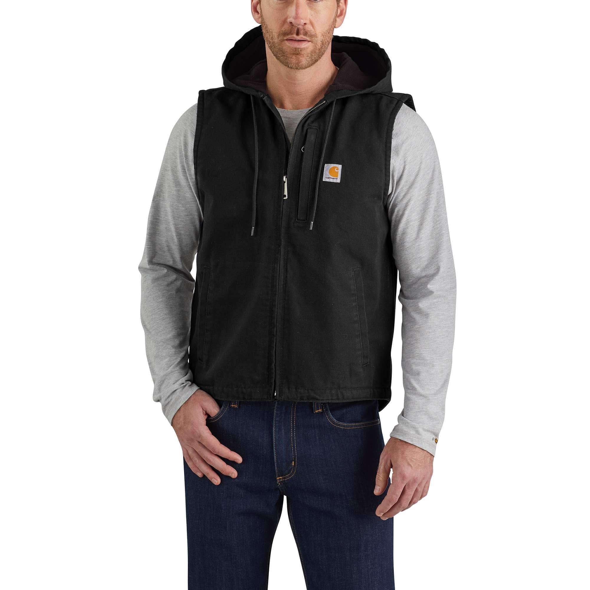 Relaxed Fit Washed Duck Fleece-Lined Hooded Vest - Carhartt Outlet