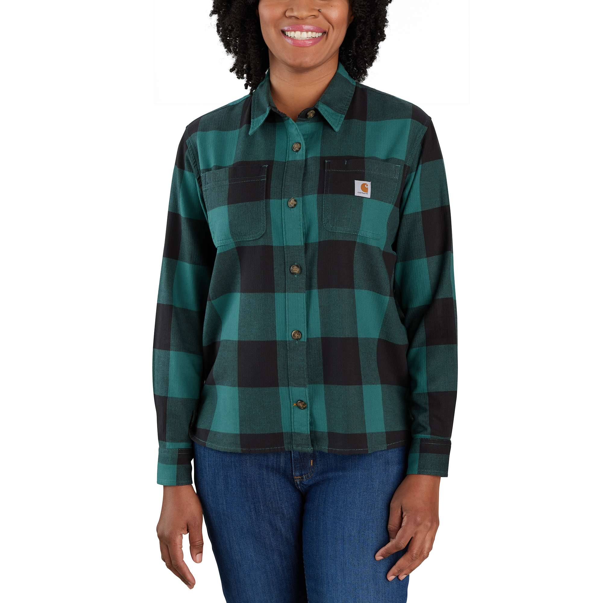Women's Rugged Flex Loose Fit Midweight Flannel Long-Sleeve Plaid Shirt - Carhartt Outlet