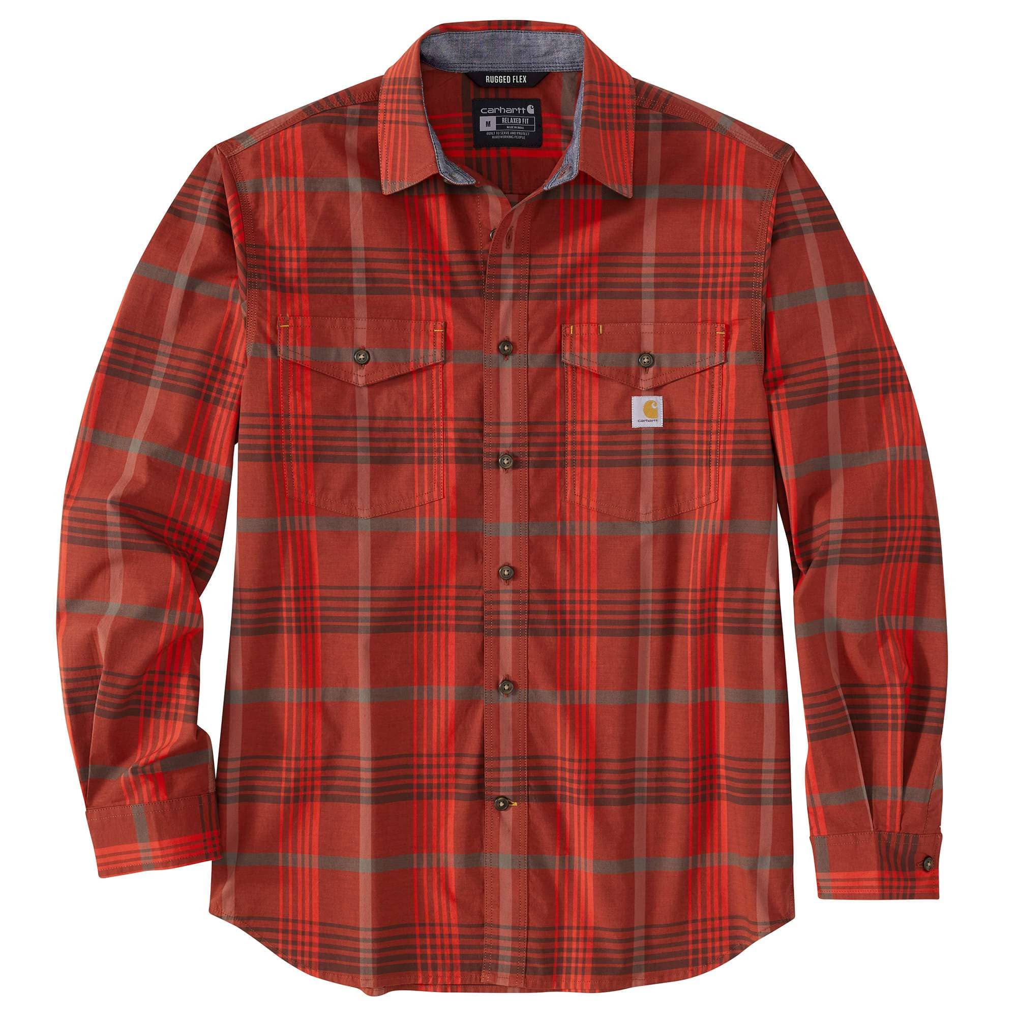 Rugged Flex Relaxed Fit Lightweight Long-Sleeve Plaid Shirt - Carhartt Outlet