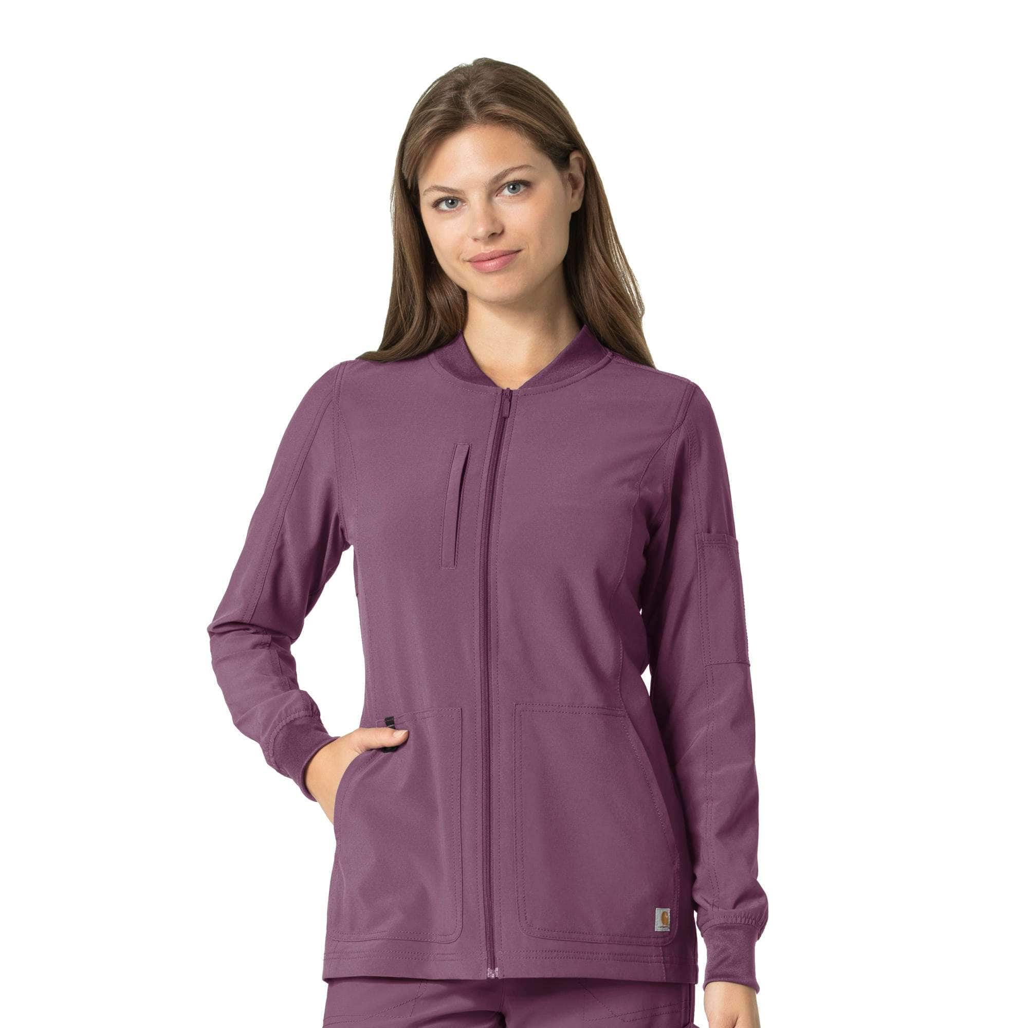 Women's Carhartt Force Women's Force Cross-Flex Zip-Front Utility Scrub Jacket - Carhartt Outlet