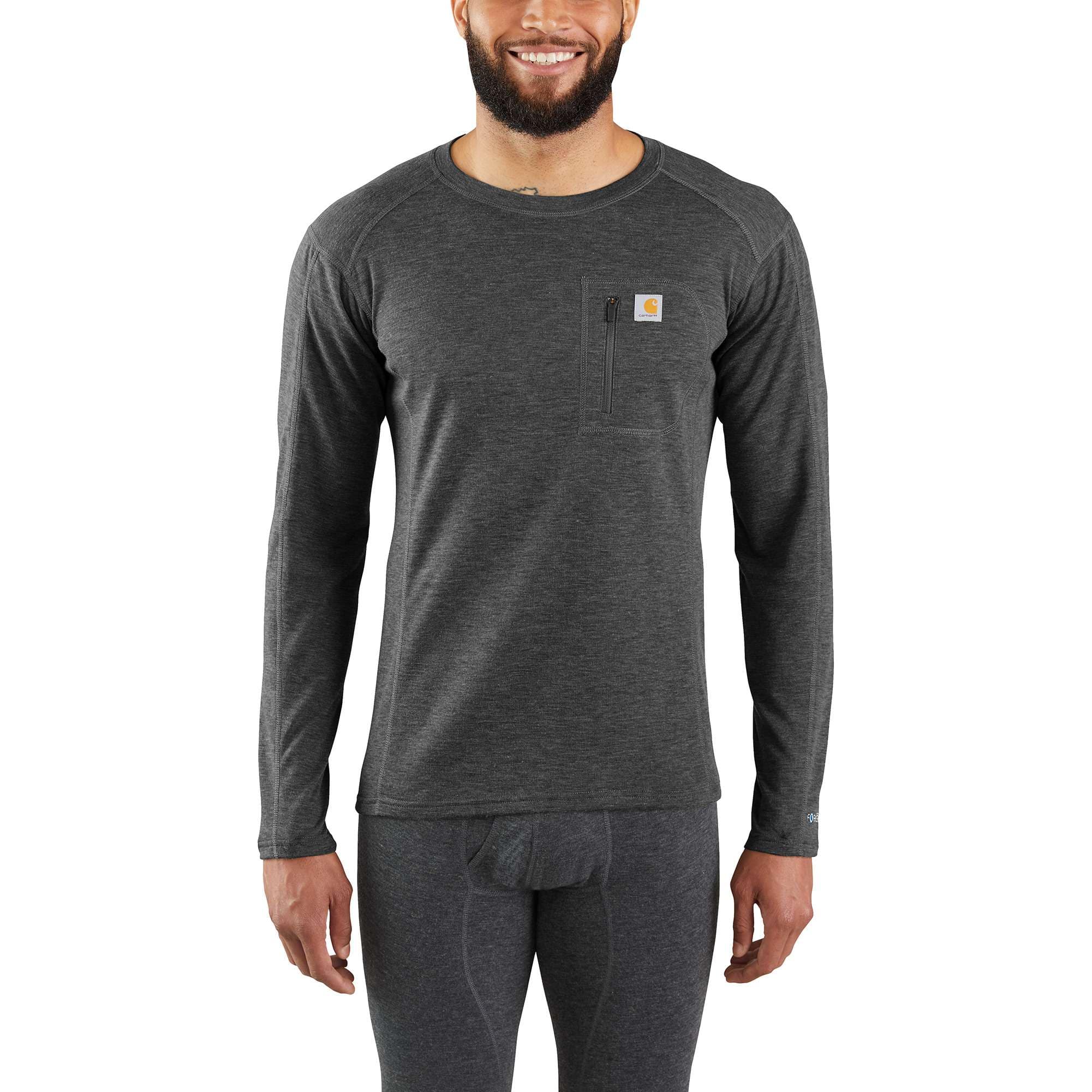 Carhartt Force Heavyweight Synthetic-Wool Blend Base Layer Crewneck Pocket Top - Carhartt Outlet