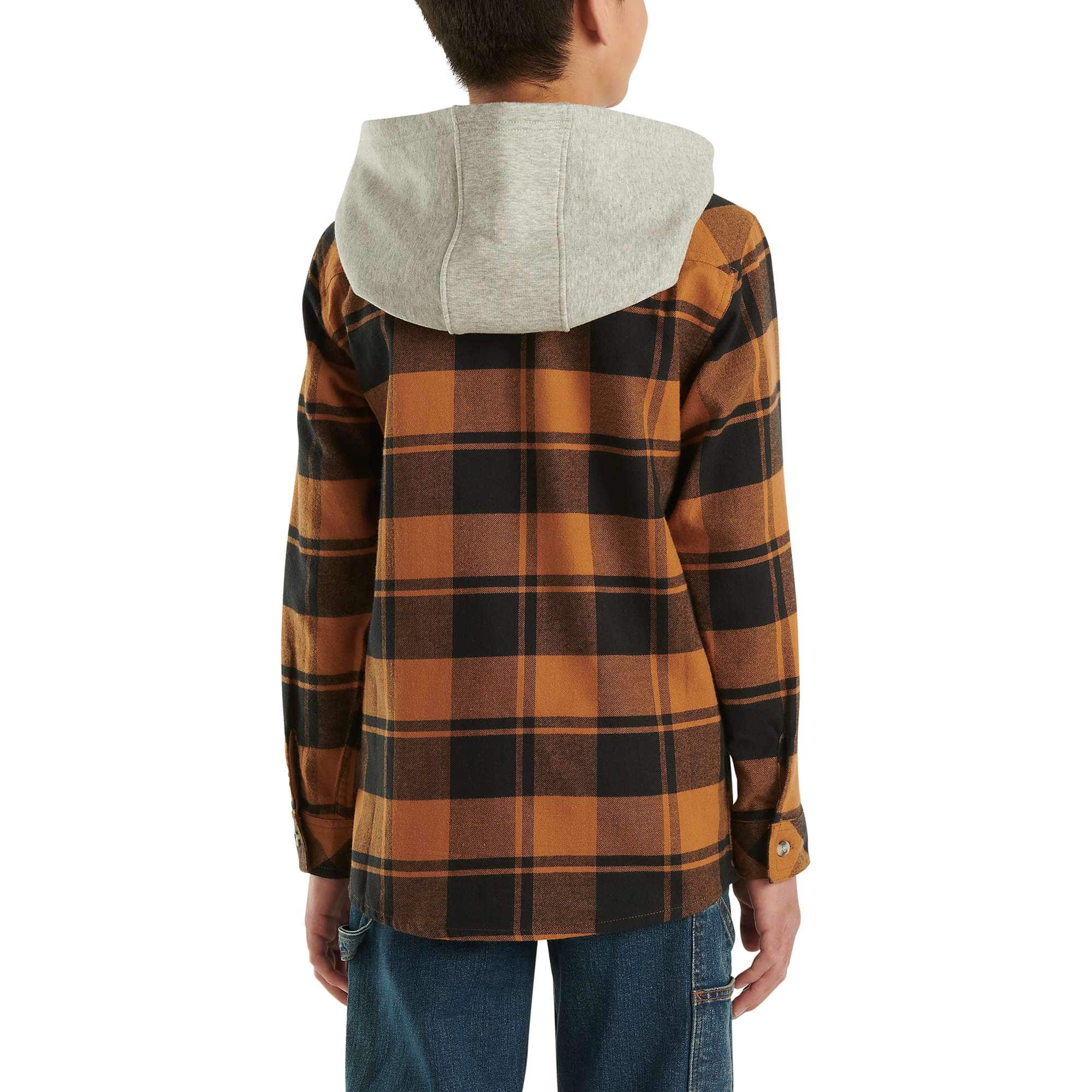 Boys' Long-Sleeve Flannel Button-Front Hooded Shirt - Carhartt Outlet