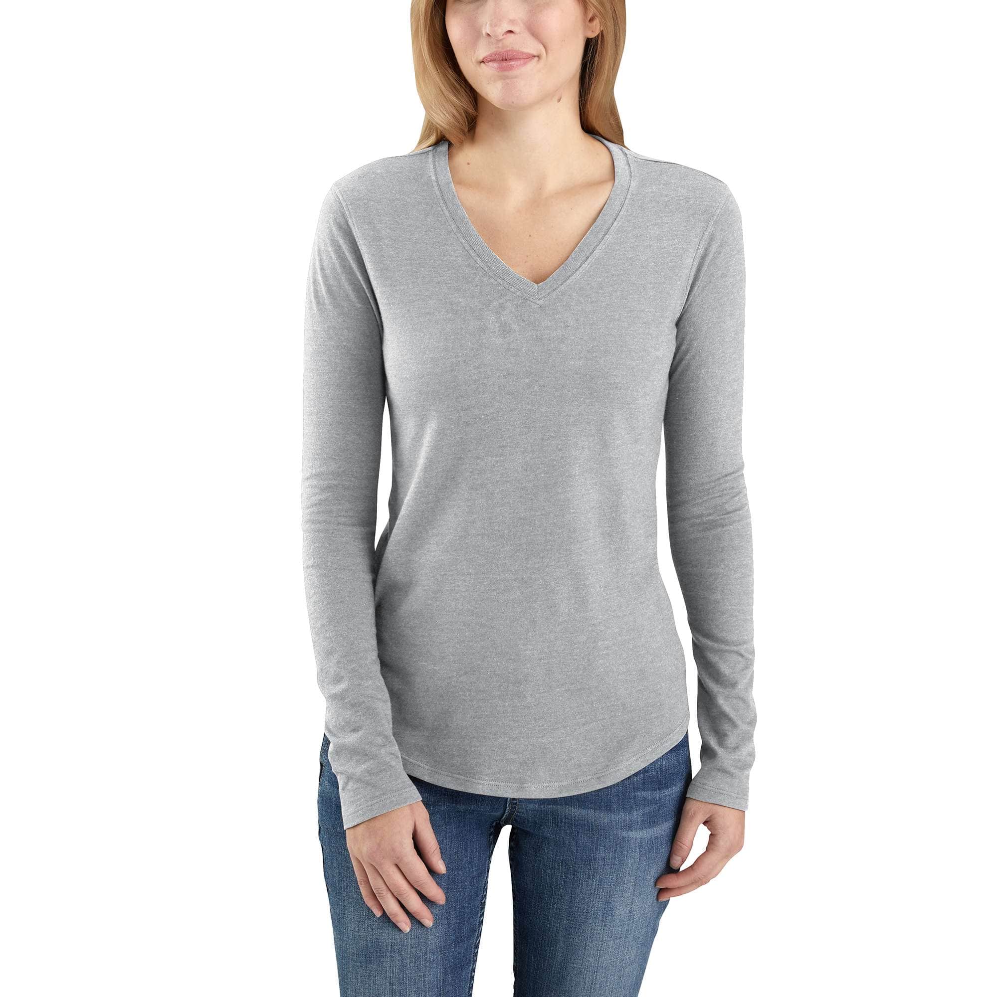 Women's Carhartt Relaxed Fit Midweight Long Sleeve V neck T-Shirt - Carhartt Outlet