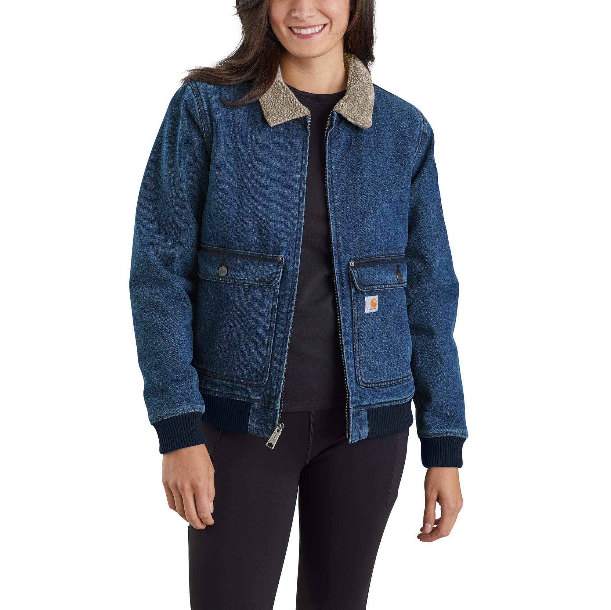 Women's Rugged Flex Relaxed Fit Denim Sherpa-Lined Jacket - 2 Warmer Rating - Carhartt Outlet