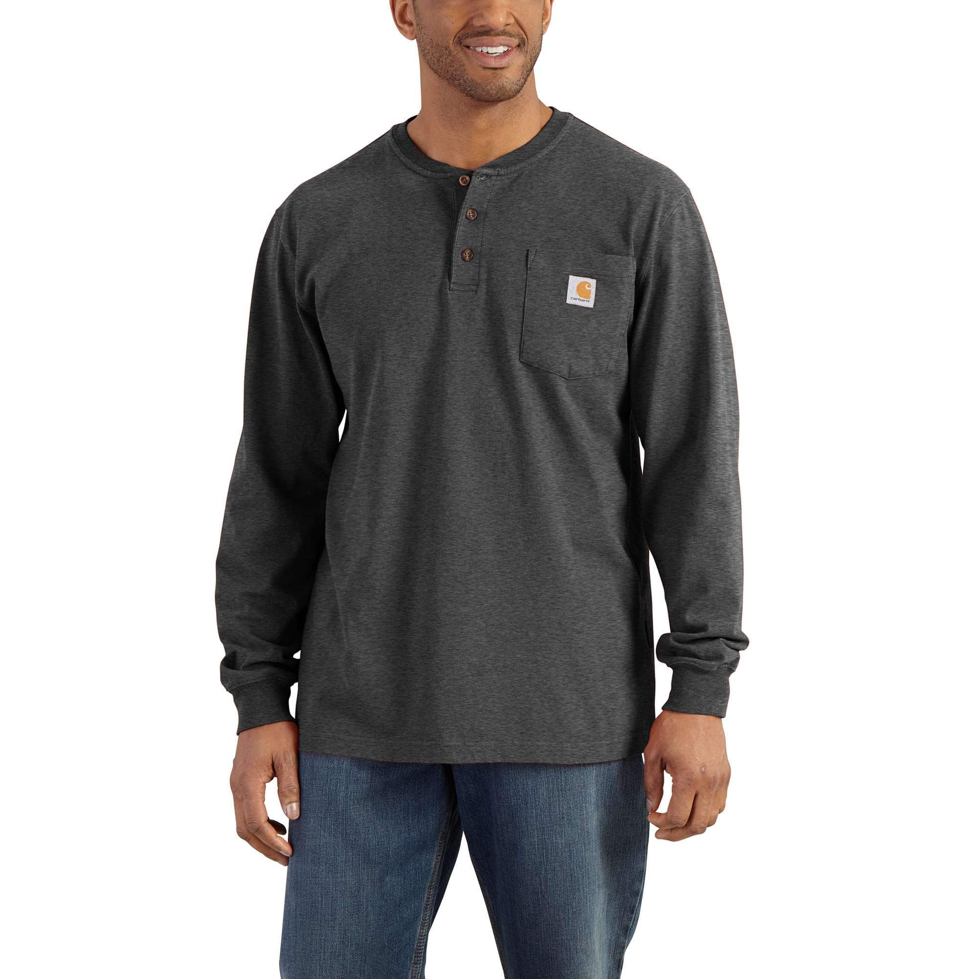 Loose Fit Heavyweight Long-Sleeve Pocket Henley T-Shirt - Carhartt Outlet