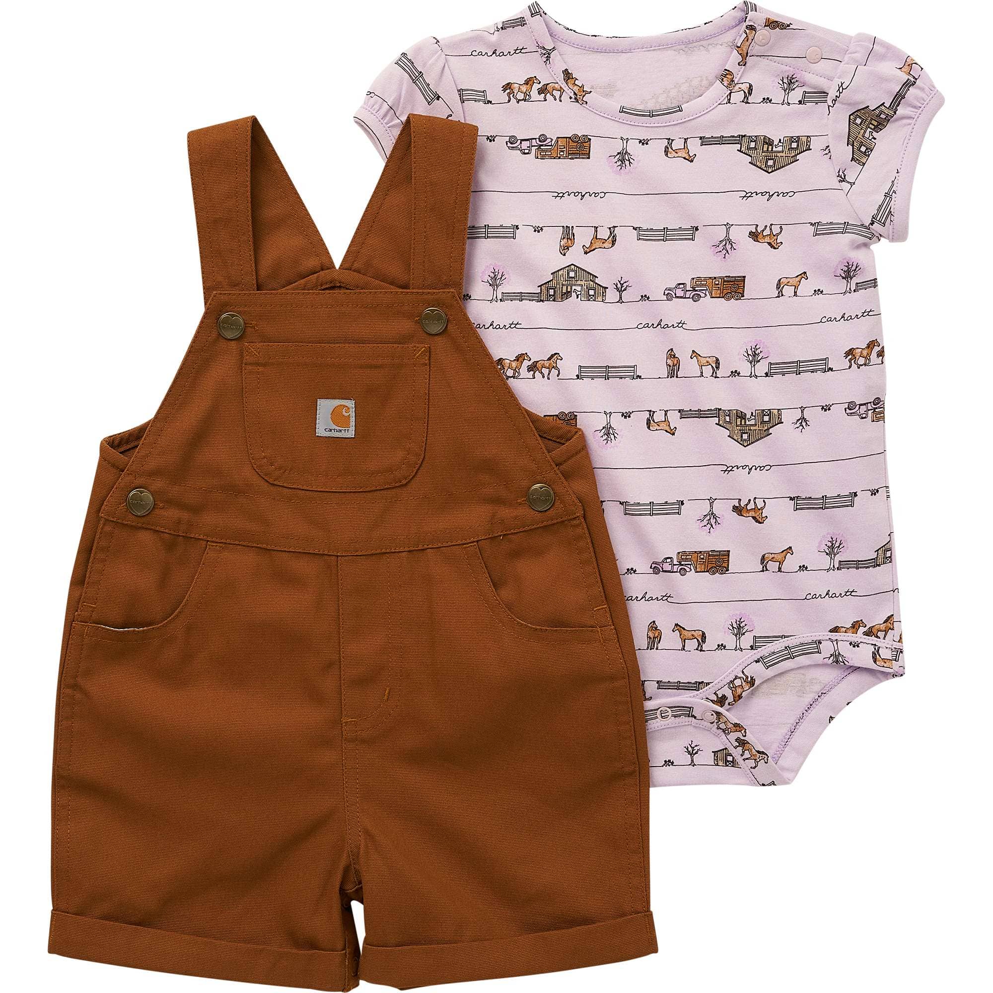 Girls' Short Sleeve Horse Bodysuit Shortall Set (Infant) - Carhartt Outlet