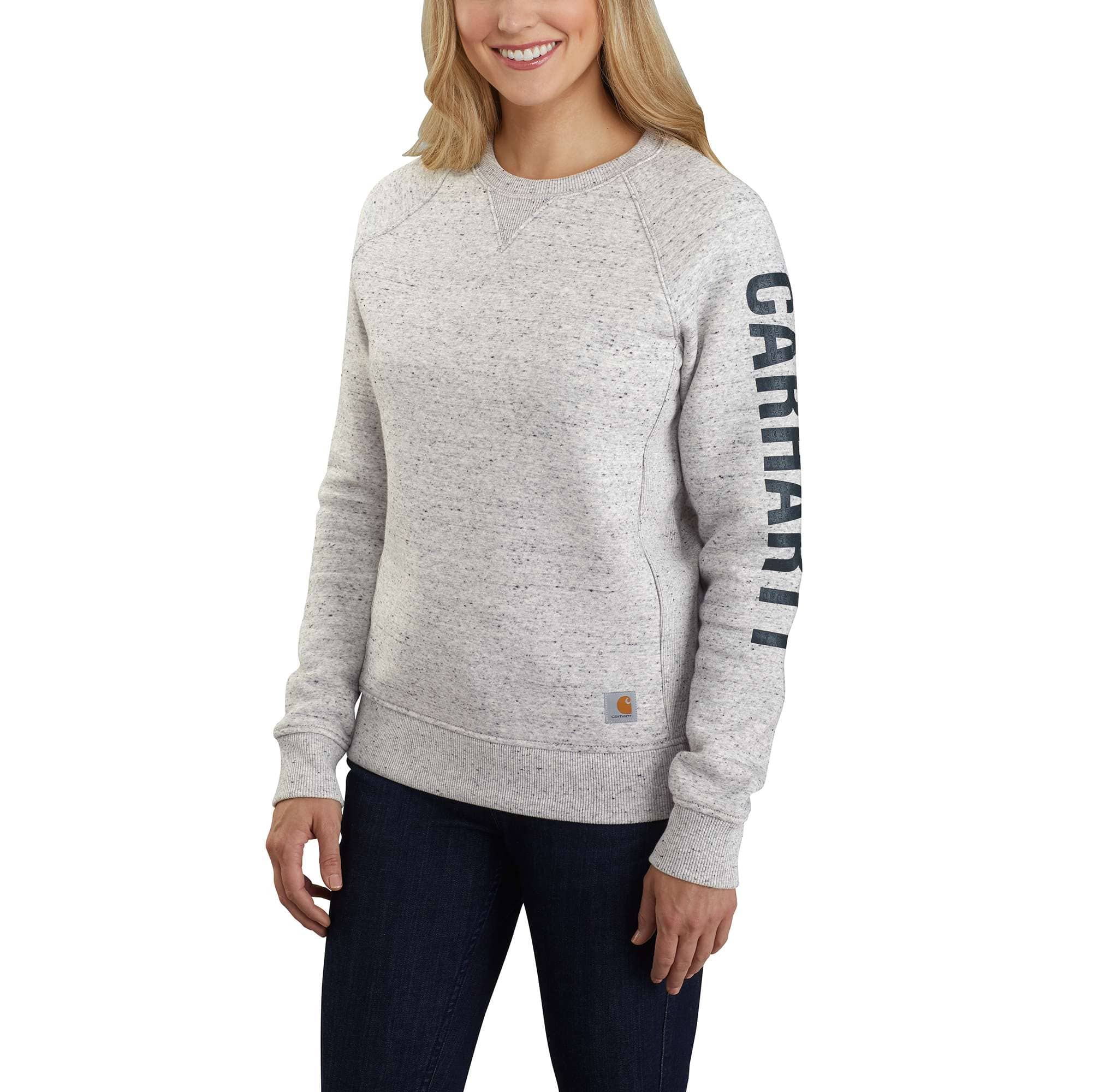 Women's Relaxed Fit Midweight Crewneck Block Logo Sleeve Graphic Sweatshirt - Carhartt Outlet