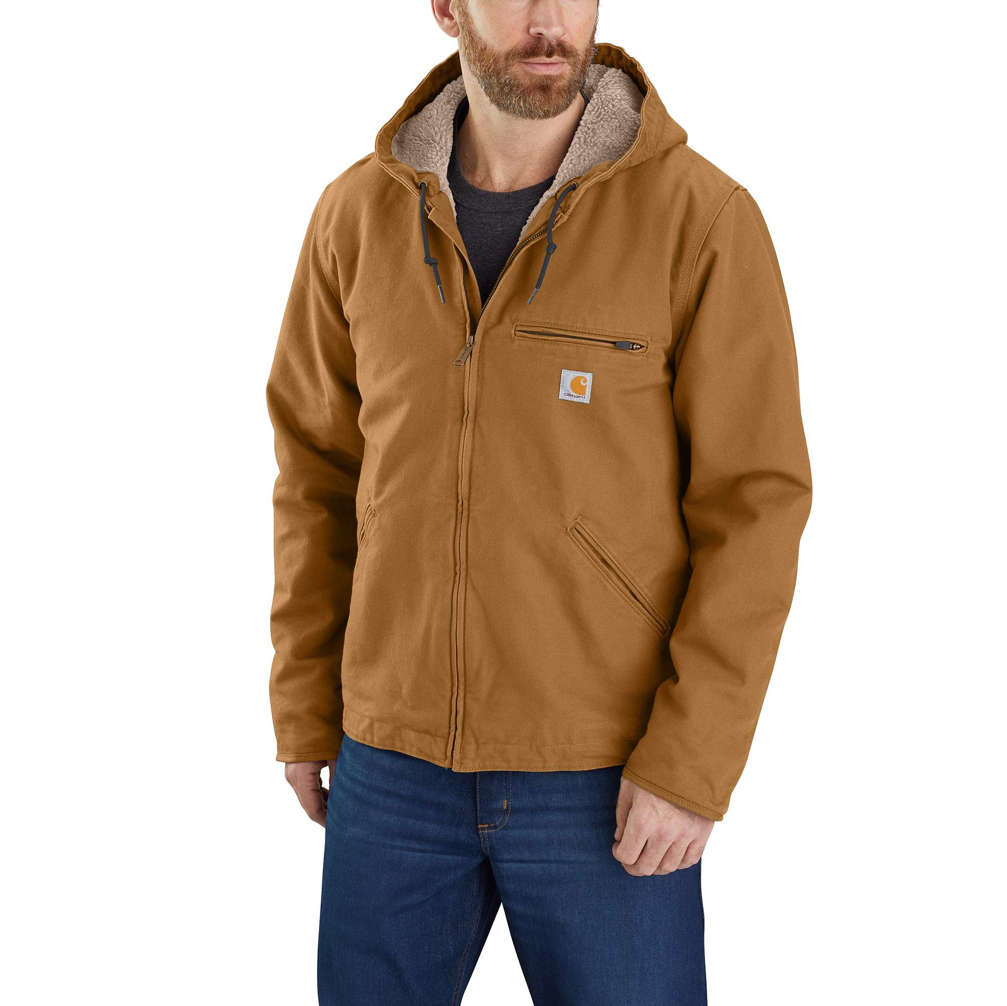 Relaxed Fit Washed Duck Sherpa-Lined Jacket - 3 Warmest Rating - Carhartt Outlet