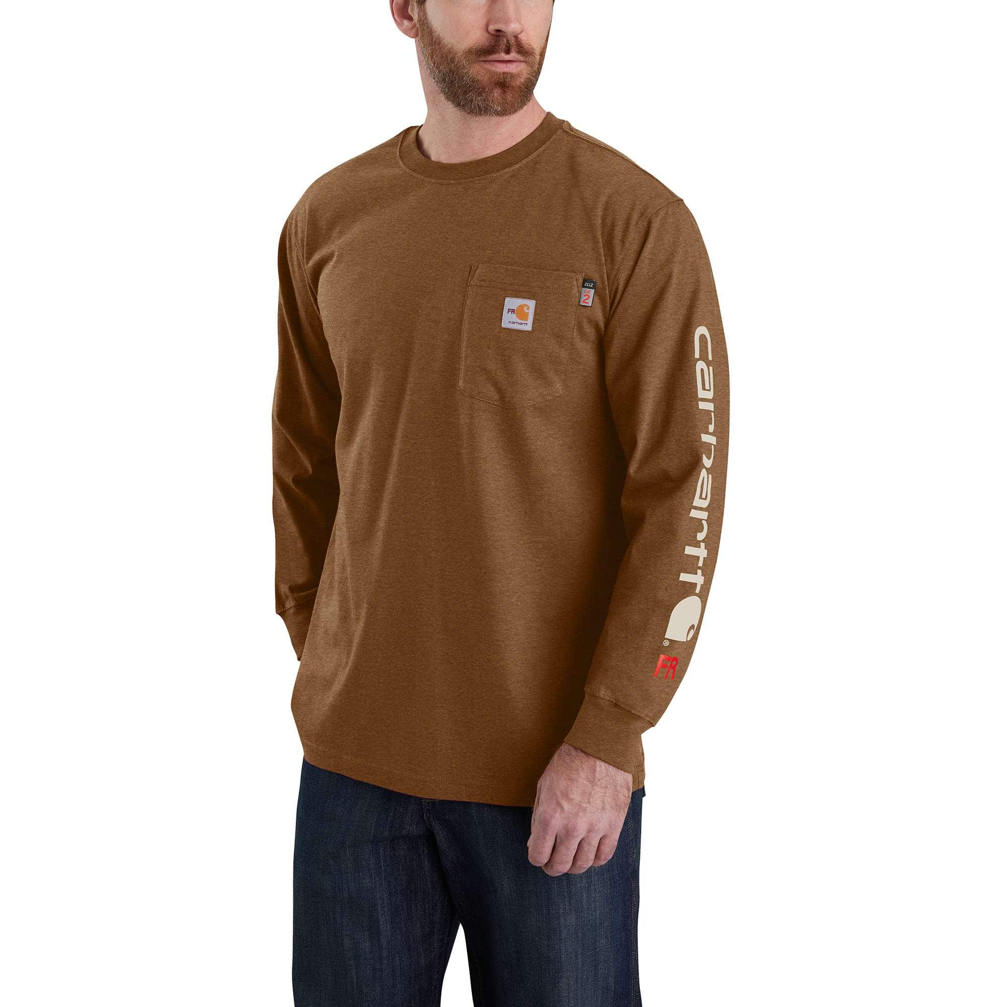 Flame Resistant Carhartt Force Loose Fit Midweight Long-Sleeve Logo Graphic T-Shirt - Carhartt Outlet