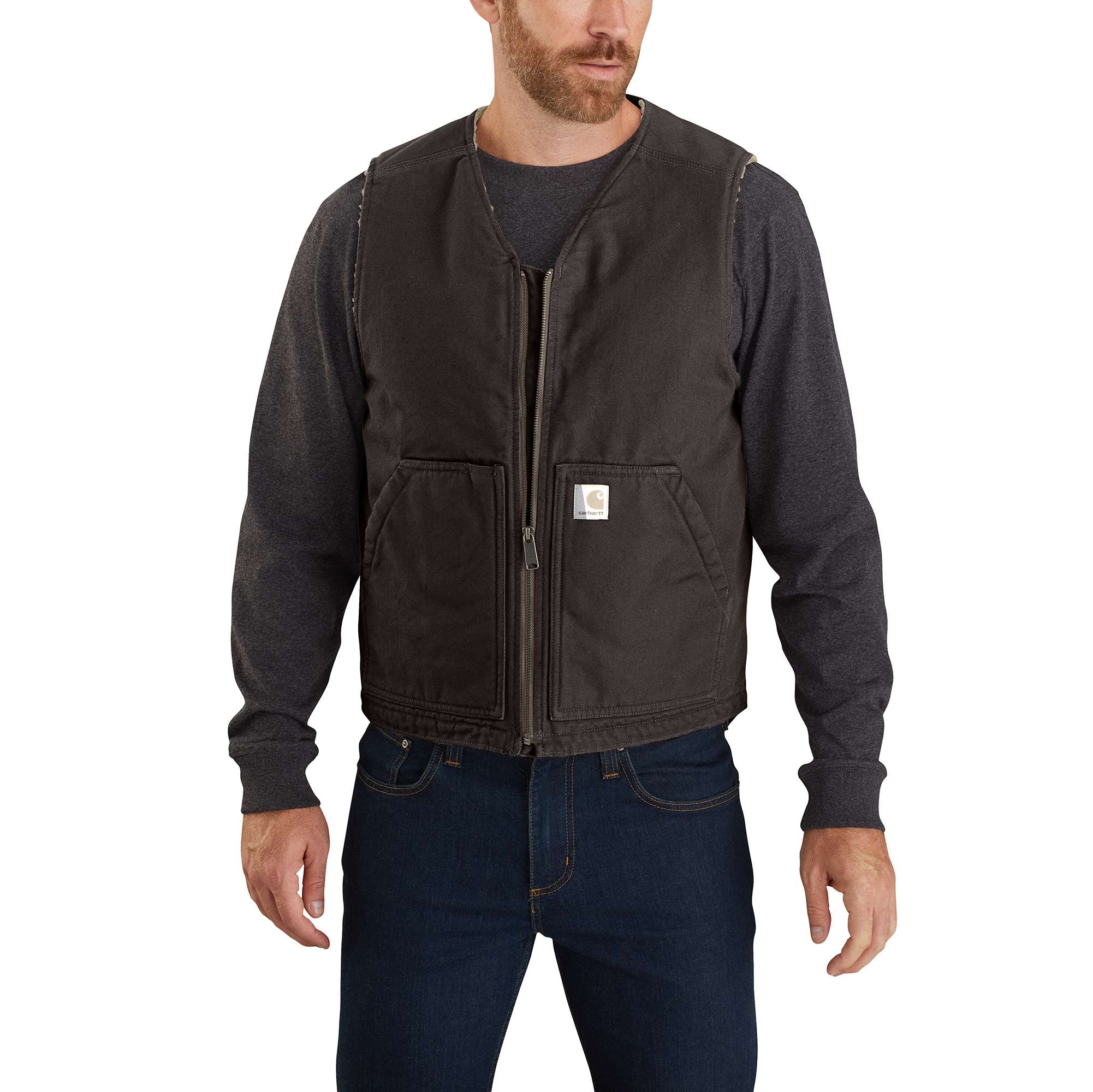 Relaxed Fit Washed Duck Sherpa-Lined Vest - Carhartt Outlet