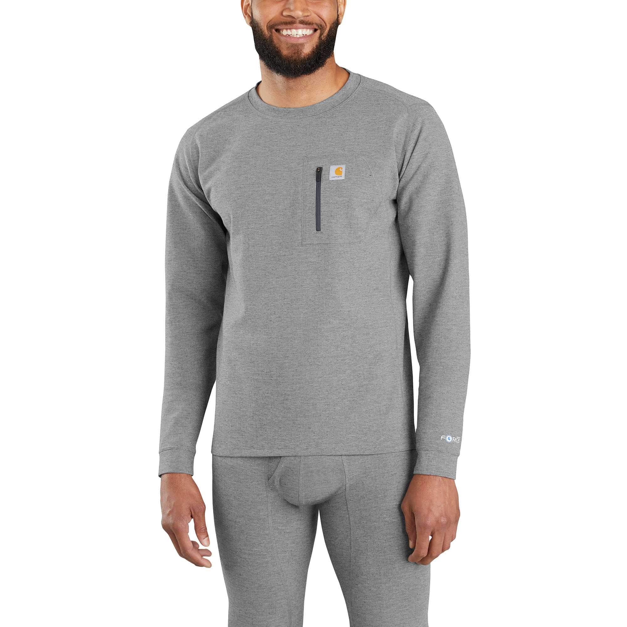 Carhartt Force Heavyweight Heathered Knit Base Layer Crewneck Pocket Top - Carhartt Outlet