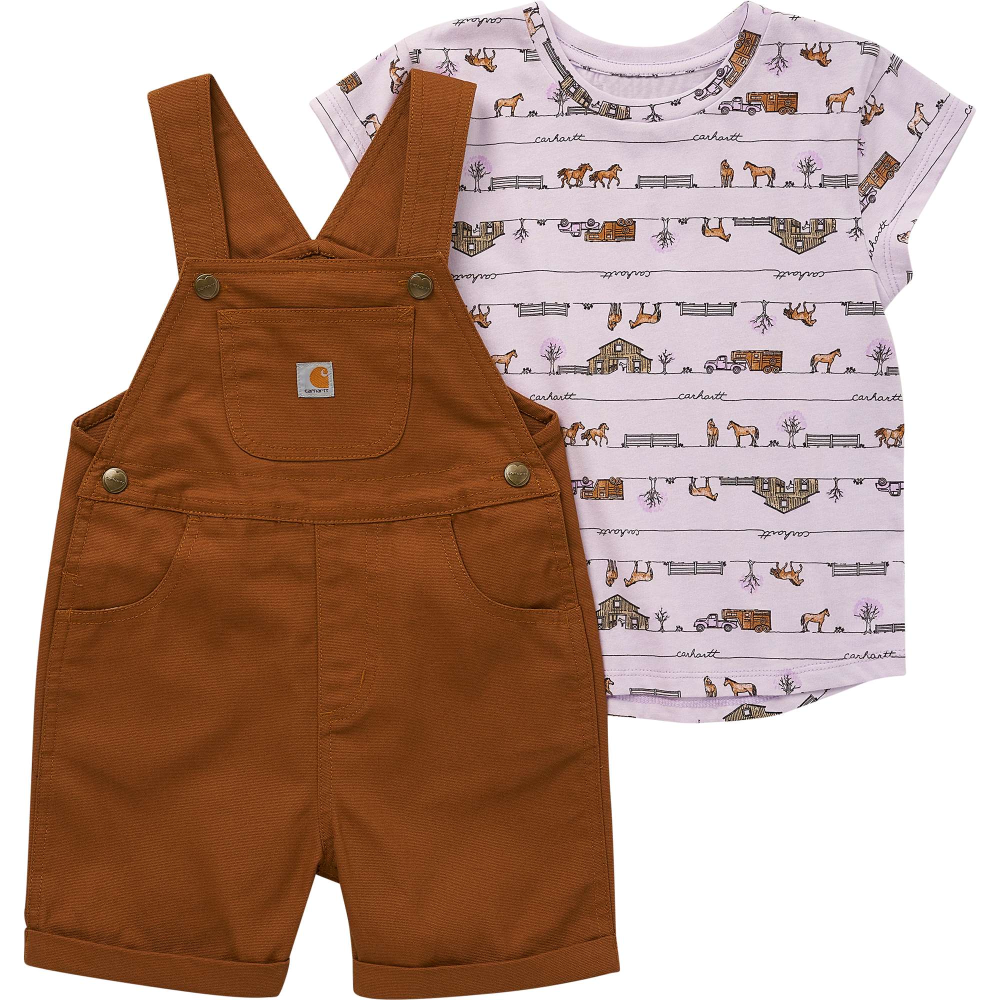 Girls' Short Sleeve Horse Bodysuit Shortall Set (Toddler) - Carhartt Outlet