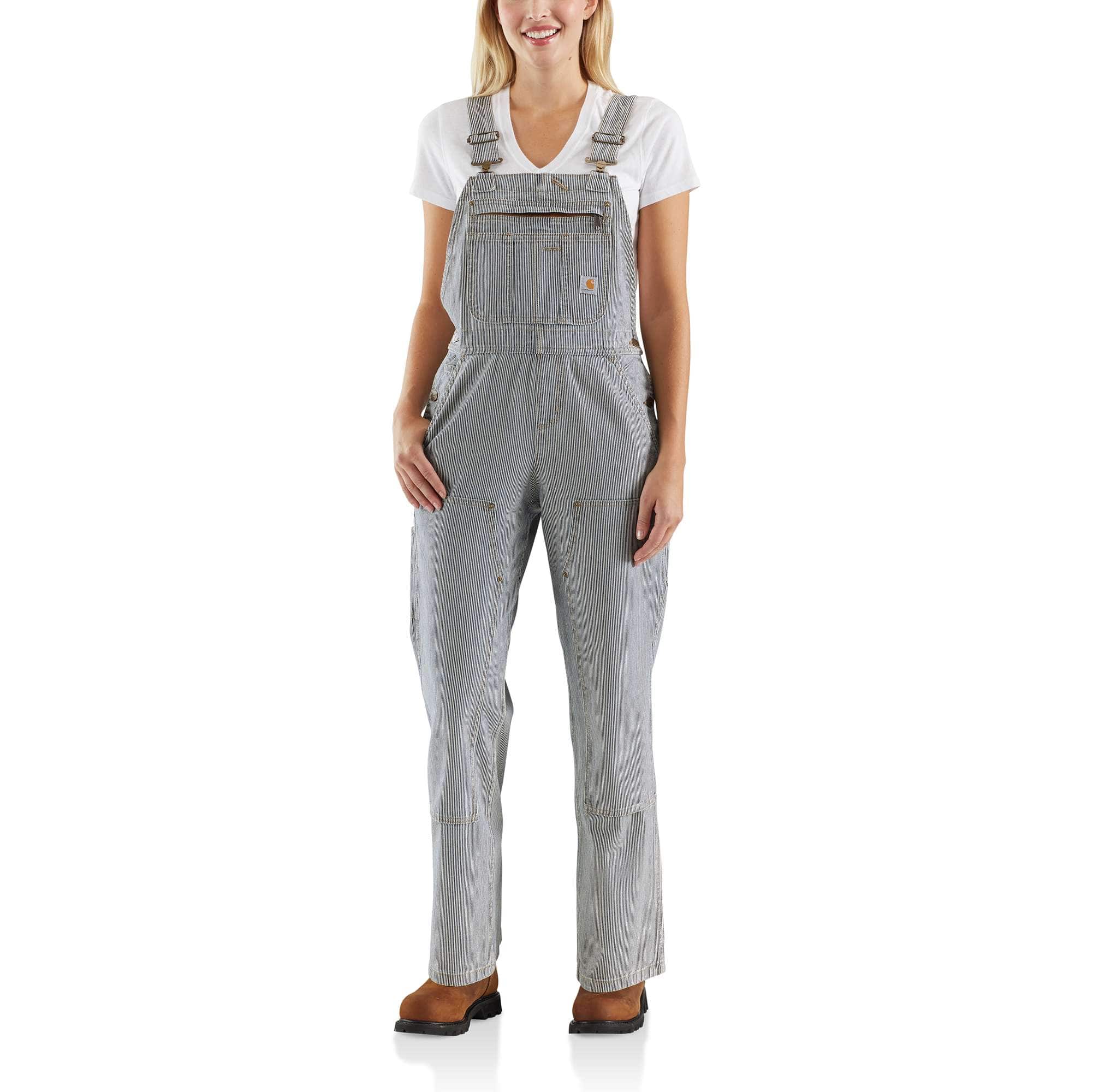 Women's Relaxed Fit Denim Railroad Stripe Bib Overall - Carhartt Outlet