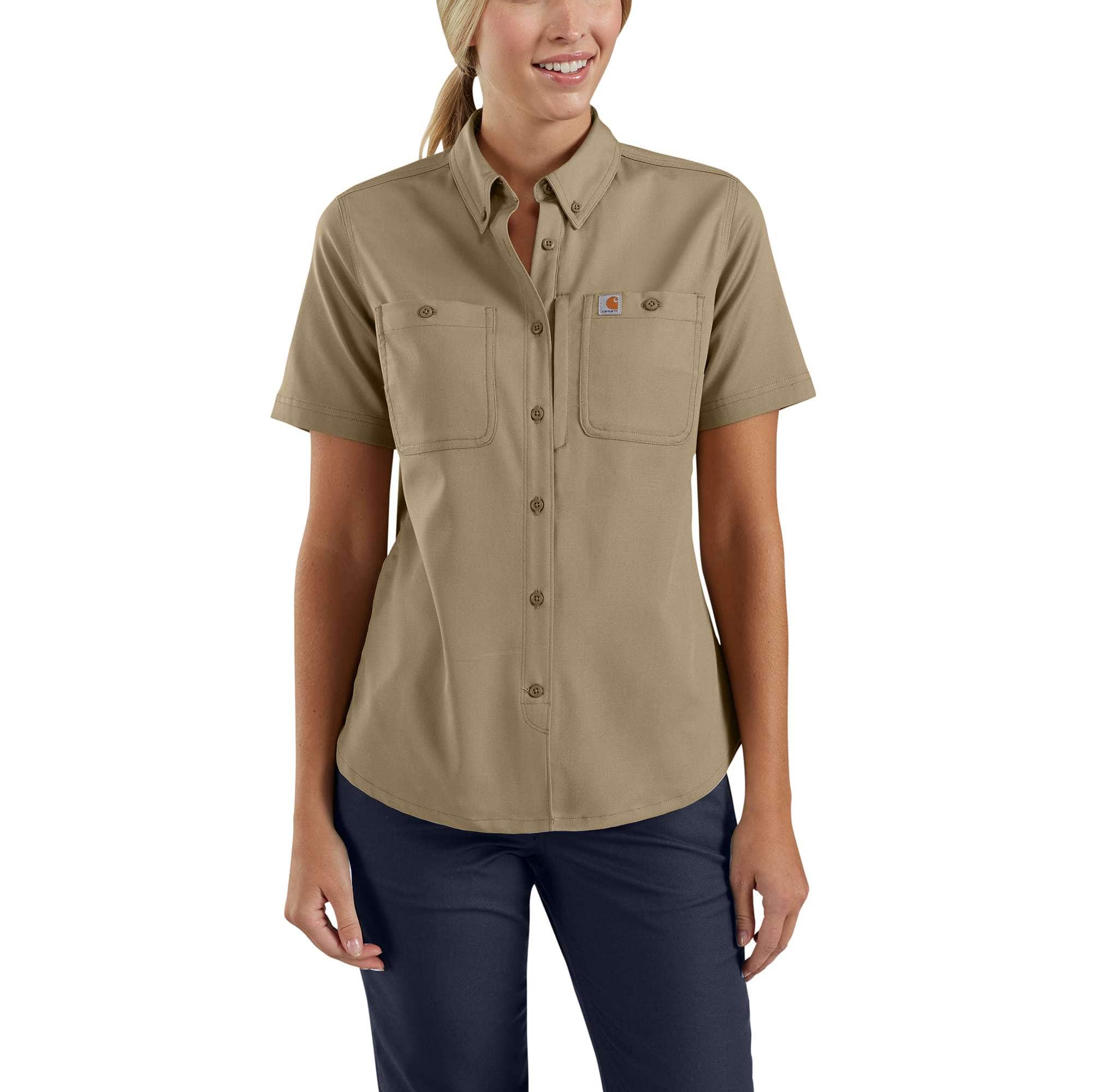 Women's Rugged Professional Series Relaxed Fit Canvas Short Sleeve Work Shirt - Carhartt Outlet