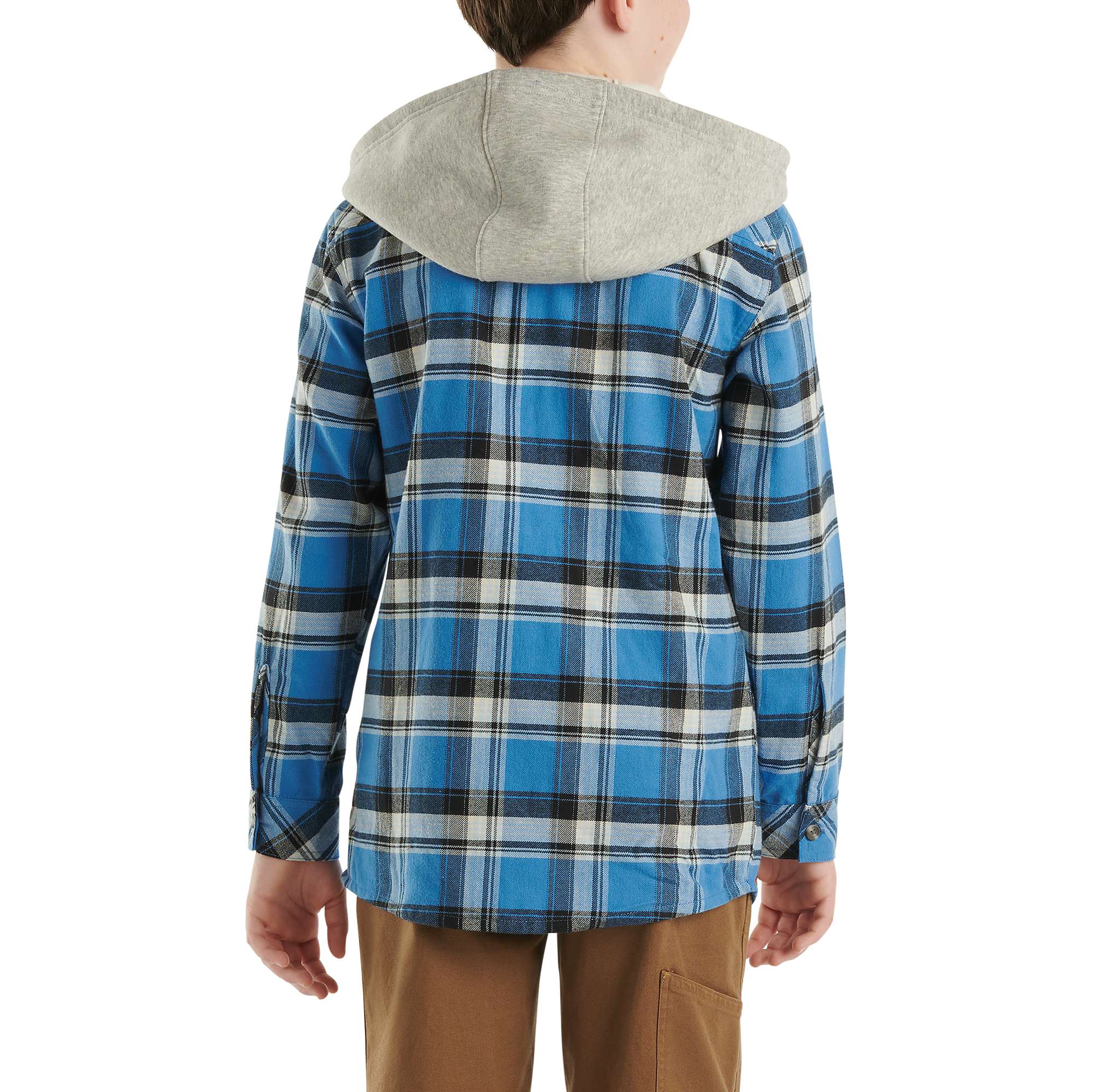 Boys' Long-Sleeve Flannel Button-Front Hooded Shirt - Carhartt Outlet