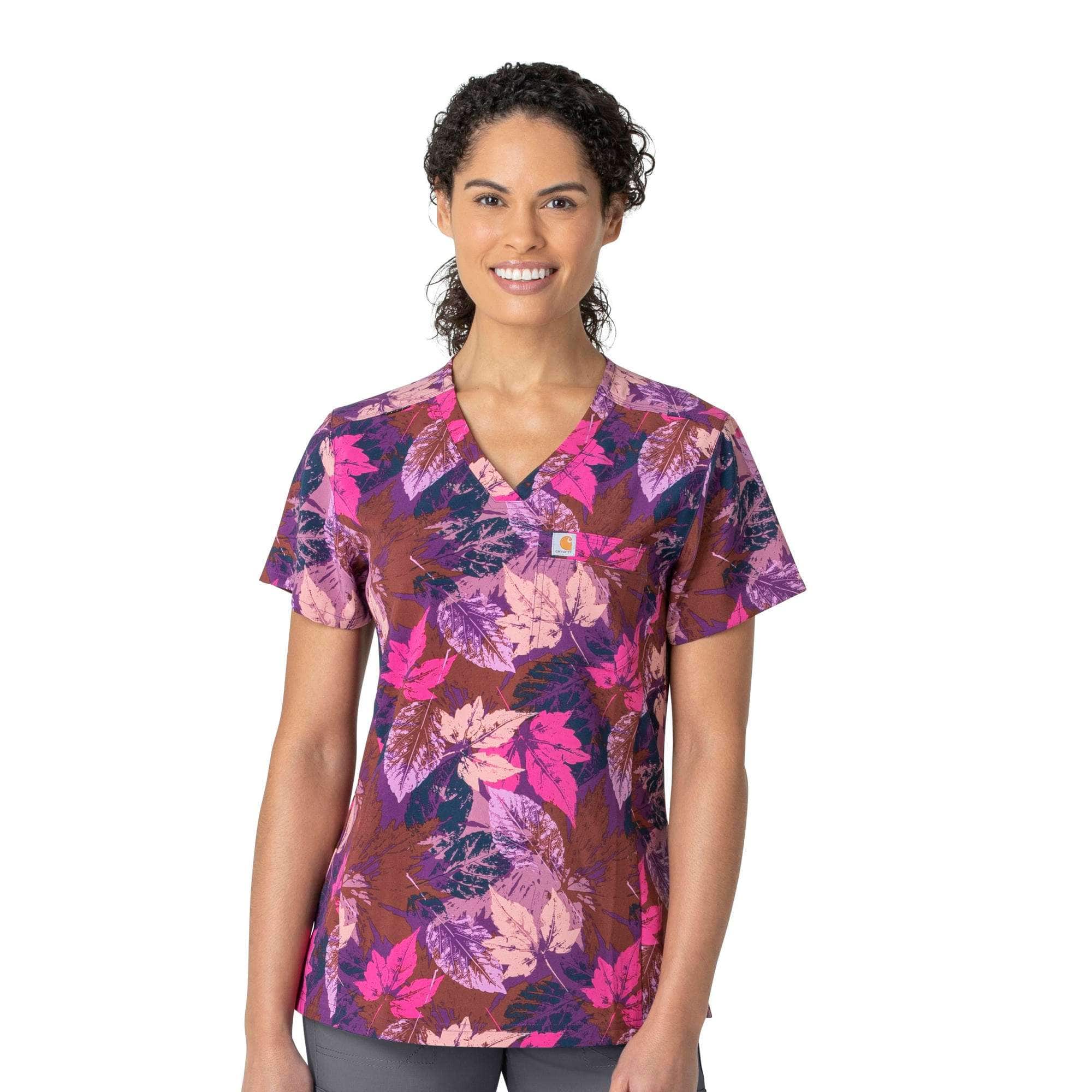 Women's Rugged Flex Printed Cross Flex V-Neck Media Scrub Top - Carhartt Outlet