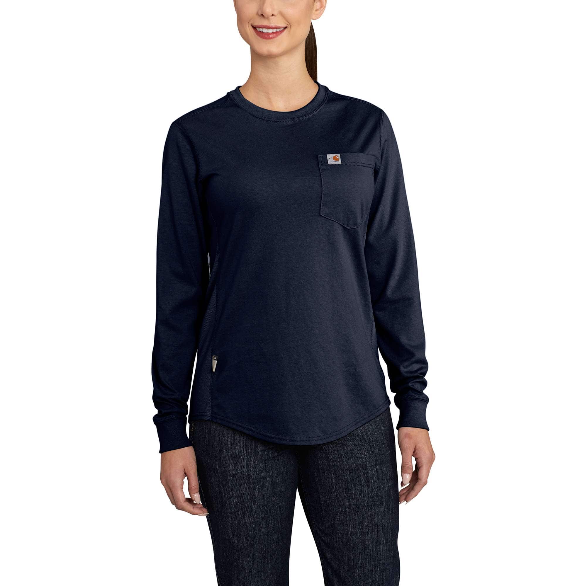 Women's Flame-Resistant Force Cotton Long-Sleeve Crewneck T-Shirt - Carhartt Outlet
