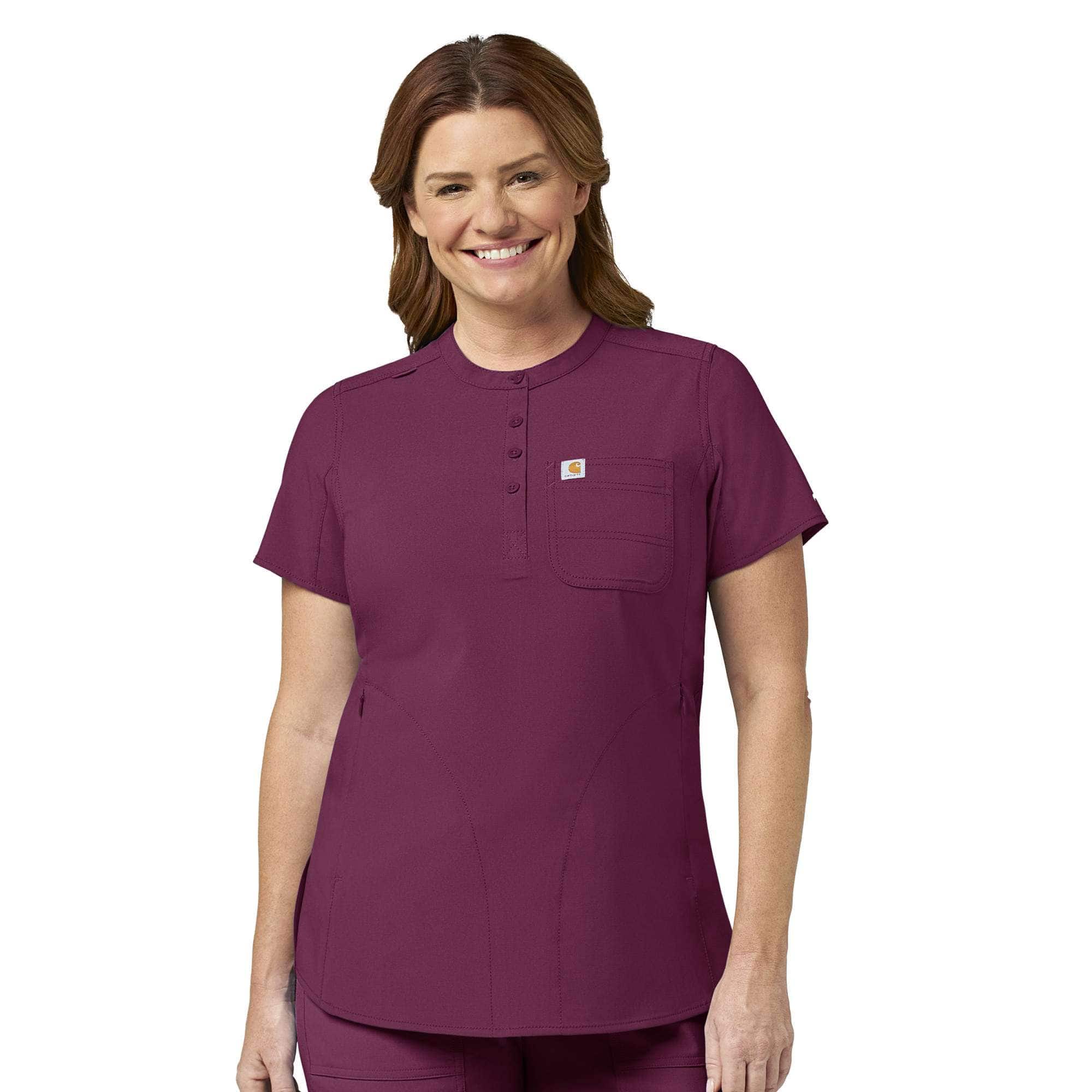 Women's Force Cross-Flex Henley Tunic Scrub Top - Carhartt Outlet