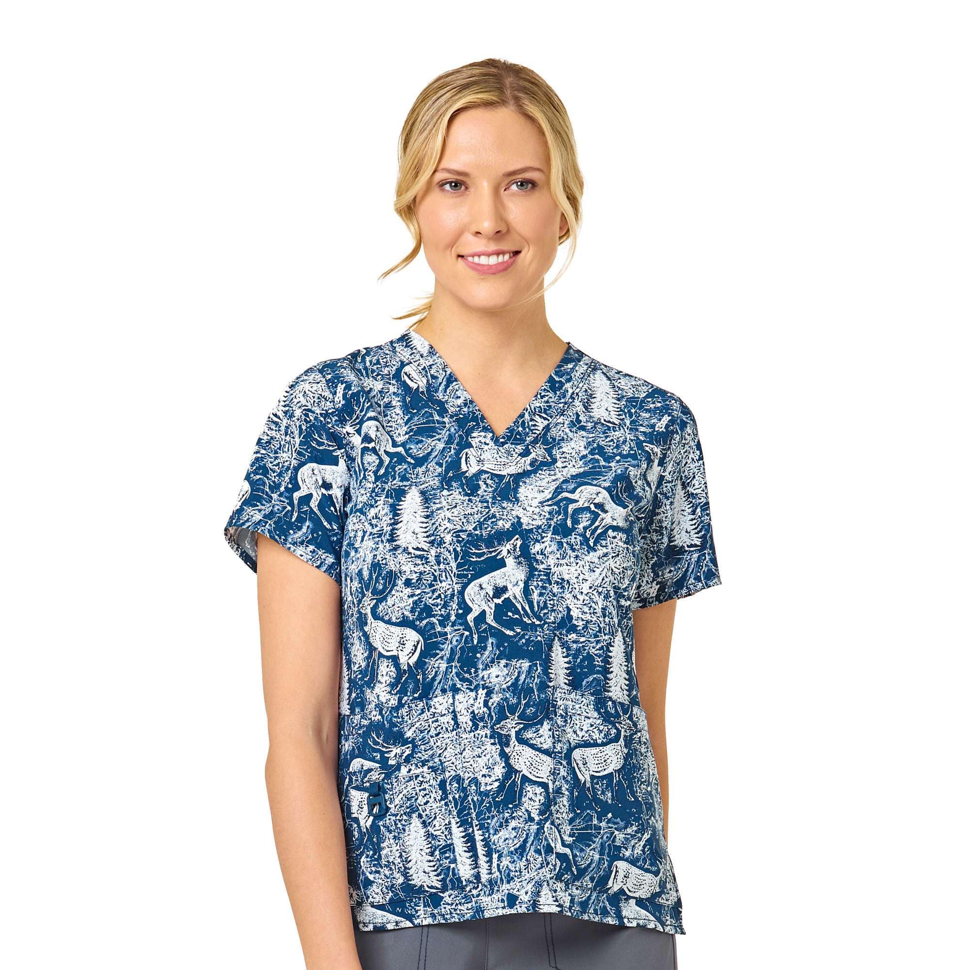 Women's Carhartt Force Cross-Flex Modern FitV-Neck Print Scrub Top - Carhartt Outlet