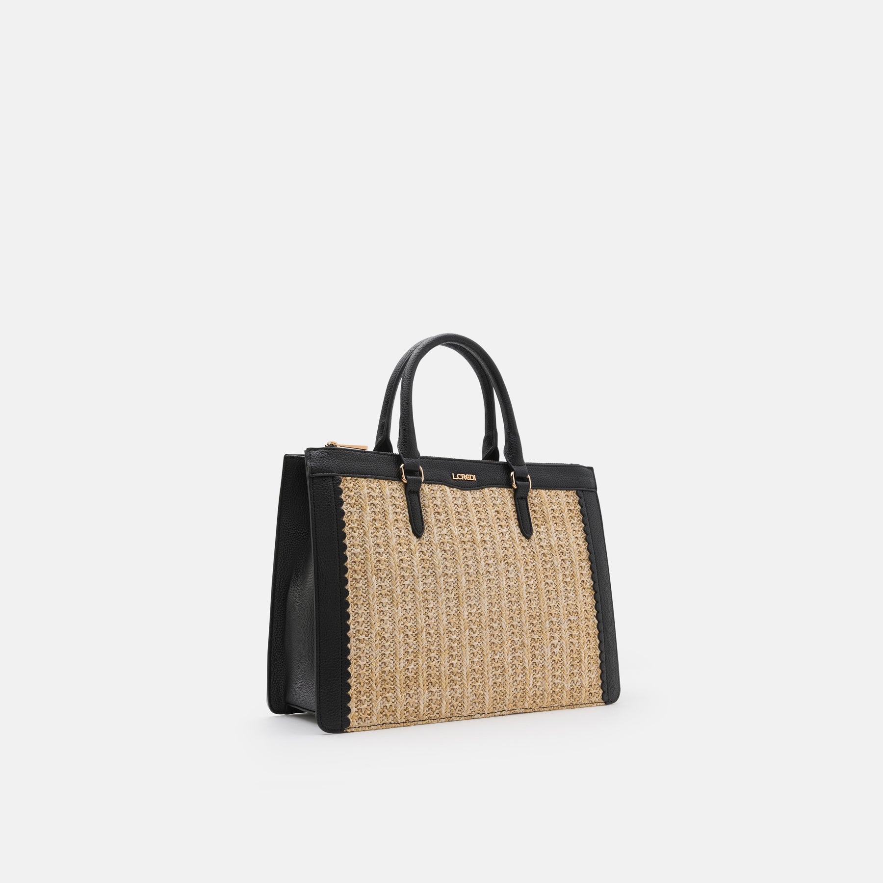 Oneka Henkeltasche beige schwarz