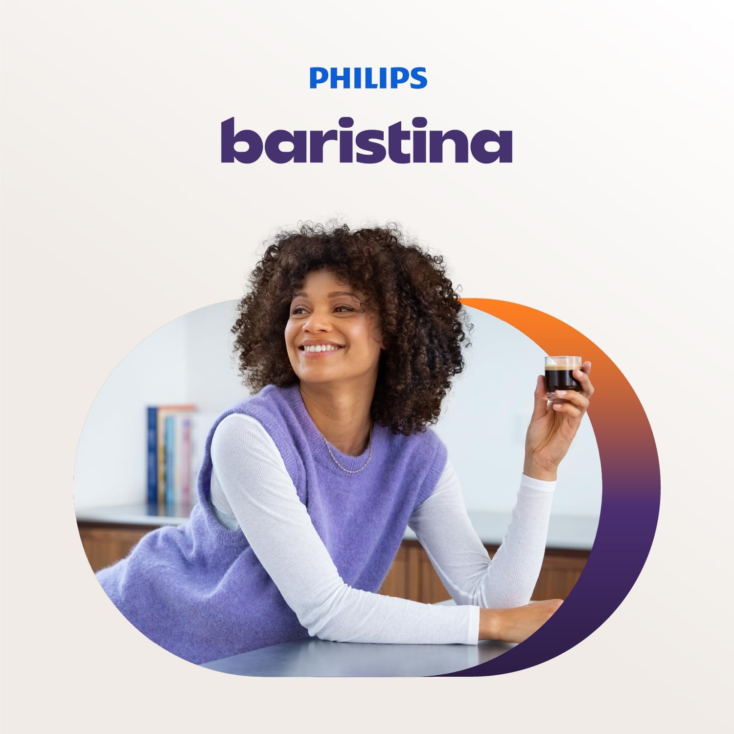 Philips Baristina Machine à expresso - Un véritable expresso, en toute simplicité - Compacte - 16 bars de pression - Broyeur intégré - Machine blanche avec porte-filtre blanc (BAR300/00)