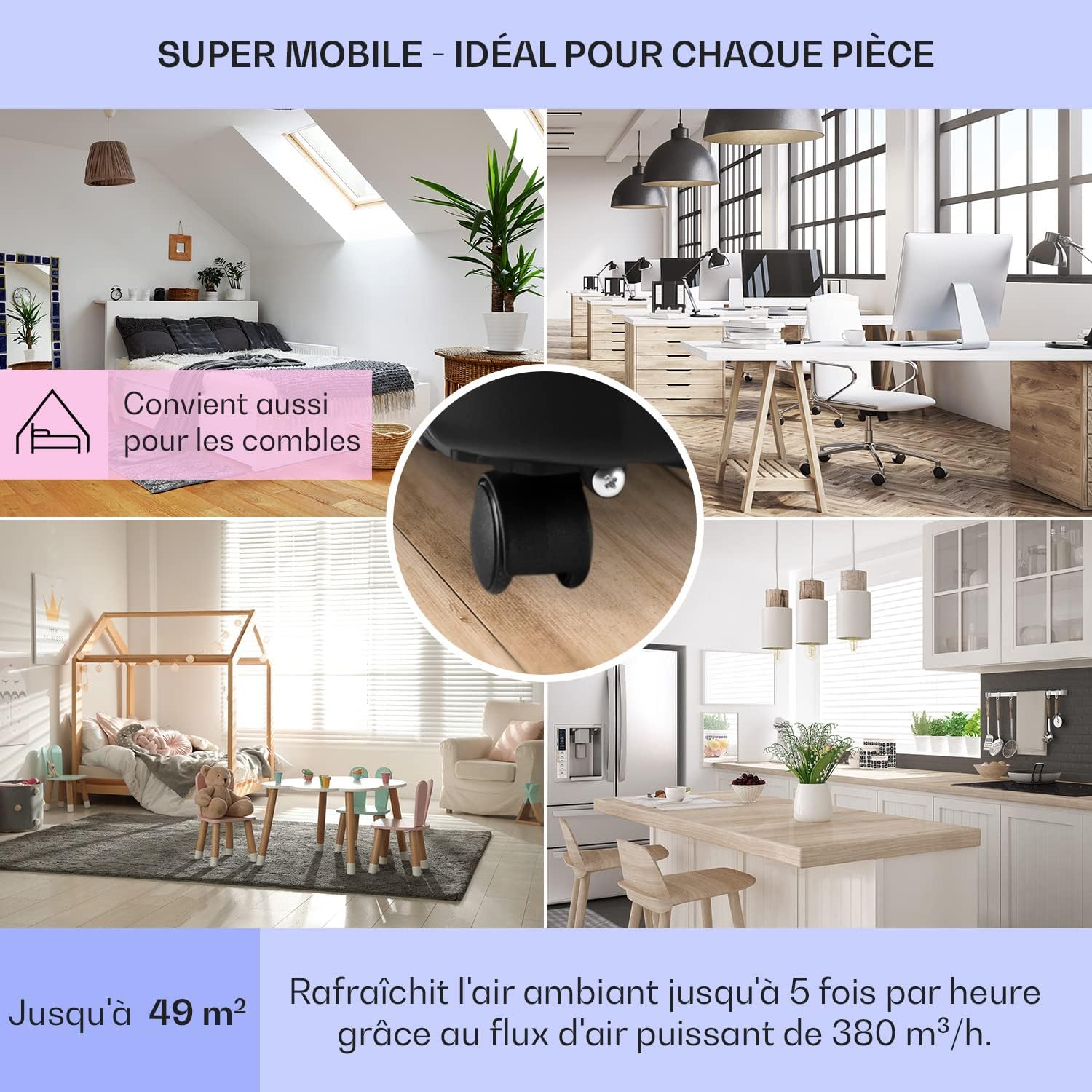 Klarstein Climatiseur Mobile Silencieux, 4 en 1, Mode Nuit, Déshumidificateur, Ventilateur, Mini Climatisation à Faible Conso, Evacuation, Clim Portable, Puissante, 10000 BTU