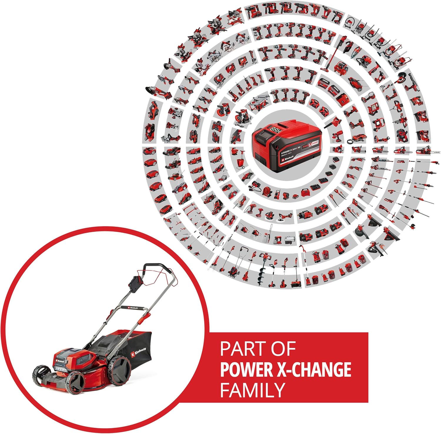 Einhell Professional Tondeuse à gazon sans fil GP-CM 36/47 S HW Li Power X-Change (36V, 47 cm largeur de coupe, autotractée, moteur sans charbon) Livré avec 4 Batteries 4,0Ah et 2 Chargeurs Doubles
