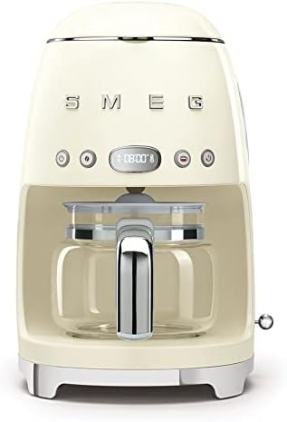 Smeg, Machine à Café Filtre DCF02PBEU, Fonction Arôme et Autostart, Carafe en Verre Jusqu'à 12 Tasses, 2 Niveaux d'Intensité, Mode Maintien au Chaud, 1050 W, Bleu Clair Pastel