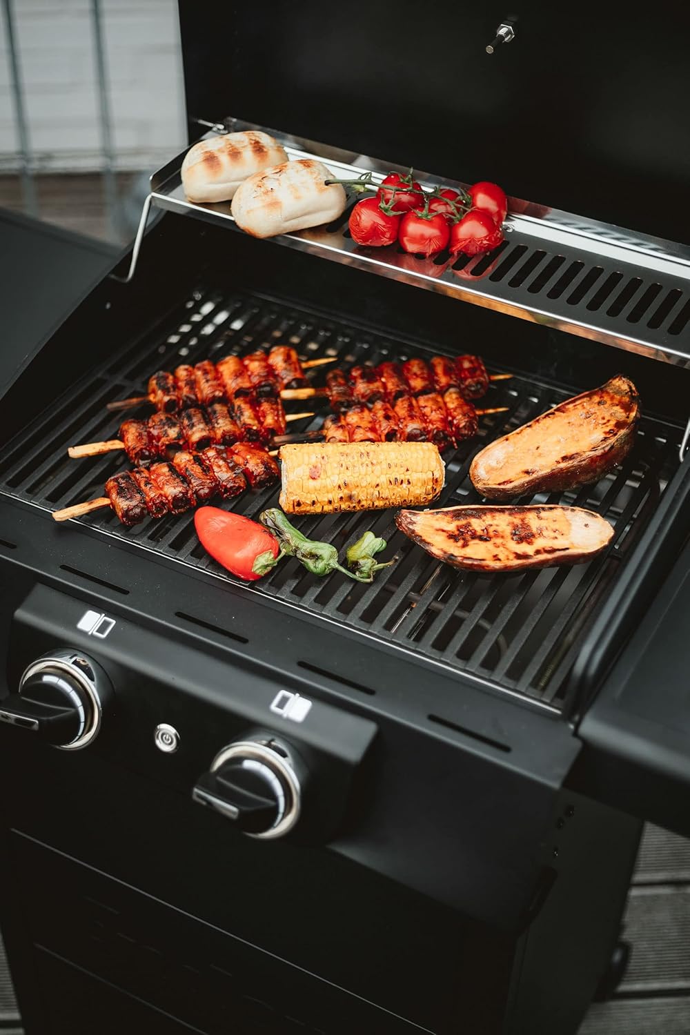 Enders® Barbecue électrique eCRAVE 2, avec grille en fonte, chariot de barbecue avec beaucoup d'espace de rangement, système de nettoyage Simple Clean ™, 2 éléments chauffants puissants, hotte de