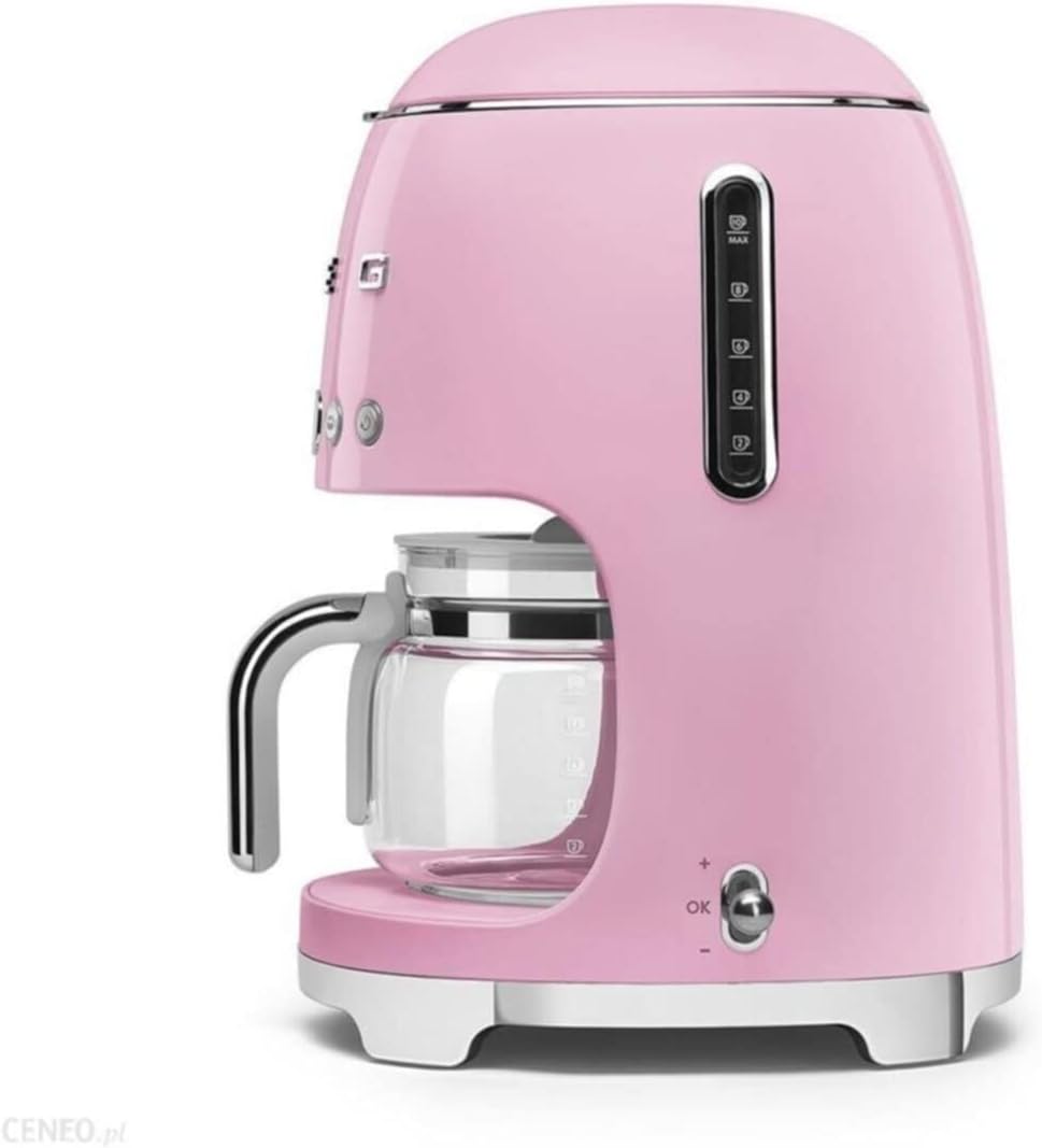 Smeg, Machine à Café Filtre DCF02PBEU, Fonction Arôme et Autostart, Carafe en Verre Jusqu'à 12 Tasses, 2 Niveaux d'Intensité, Mode Maintien au Chaud, 1050 W, Bleu Clair Pastel