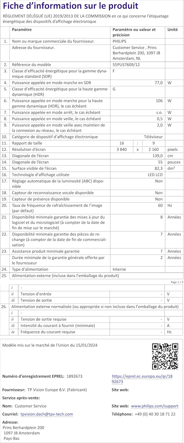 Philips 43PUS7609 Smart TV LED 4K - Écran 43 Pouces avec Plate-Forme Pixel Precise Ultra HD Titan OS et Son Dolby Atmos, Fonctionne avec Alexa et l’Assistant Vocal Google - Gris Anthracite