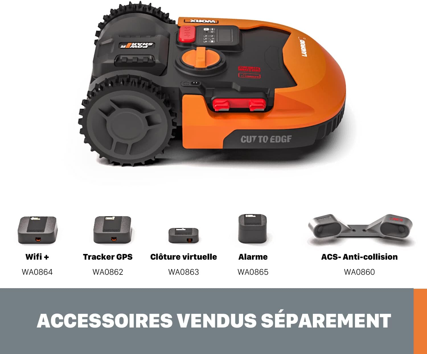 WORX LANDROID Vision WR206E.1, Robot Tondeuse sans Fil périphérique 600 m² Surf.Max 700 m², Installation en 30 Min, Caméra 4K + IA Adaptative, évite Tous Les Obstacles, Coupe des Bordures, Multizone