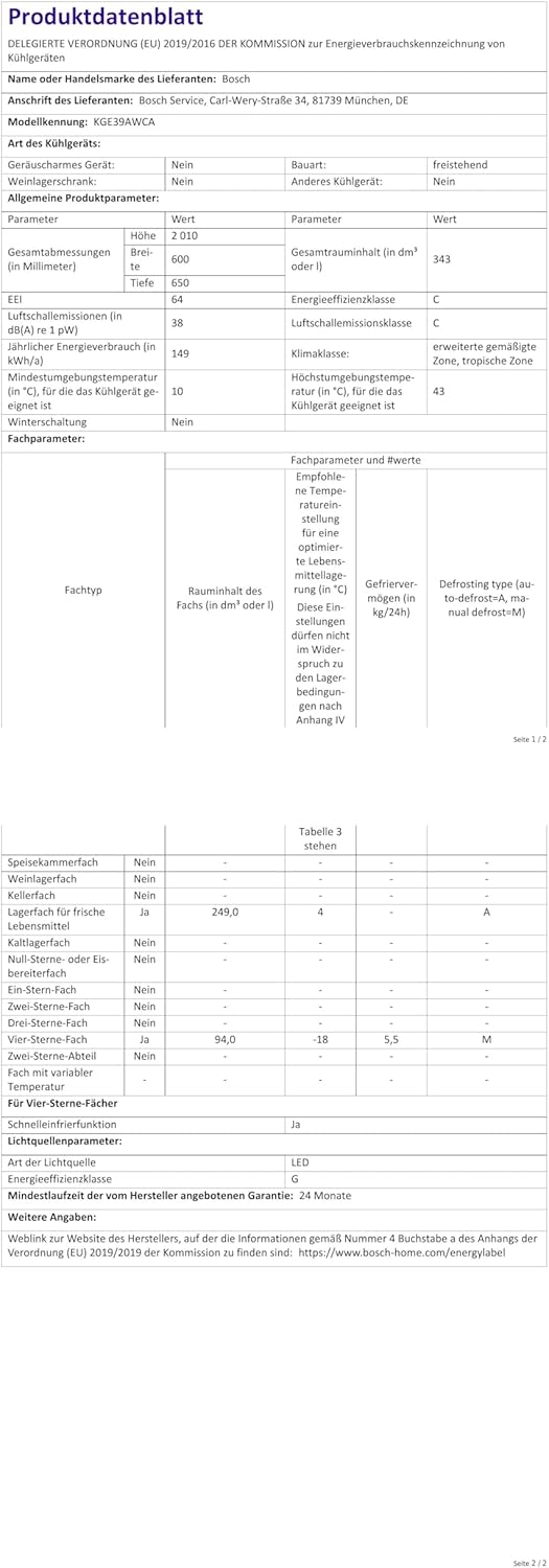 Bosch KGN39AIAT, Série 6, Réfrigérateur combiné pose-libre, 363 L, 203 x 60 (H x L), Inox anti trace de doigts