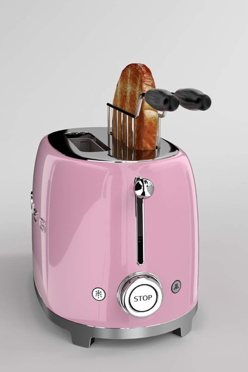 Smeg, Grille-pain 2 Tranches TSF01BLEU, 2 Fentes 36 mm, 6 Niveaux de Brunissage, Fonction Chauffage, Décongélation et Bagel, Éjection Automatique du Pain, Ramasse Miettes, 950 W, Noir