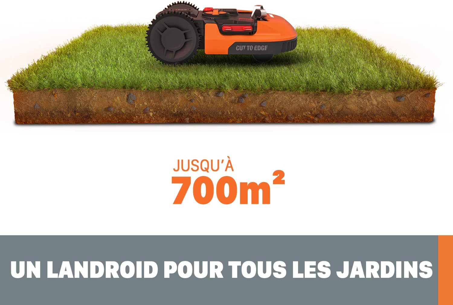 WORX LANDROID Vision WR206E.1, Robot Tondeuse sans Fil périphérique 600 m² Surf.Max 700 m², Installation en 30 Min, Caméra 4K + IA Adaptative, évite Tous Les Obstacles, Coupe des Bordures, Multizone