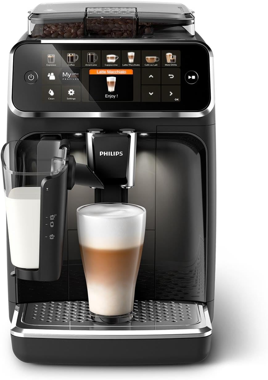 Philips Machine à Expresso Entièrement Automatique 5500 Series–20 Boissons Chaudes et Glacées, Carafe LatteGo Facile à Nettoyer, SilentBrew 40% Plus Silencieuse, QuickStart, Noir et Argent (EP5546/70)