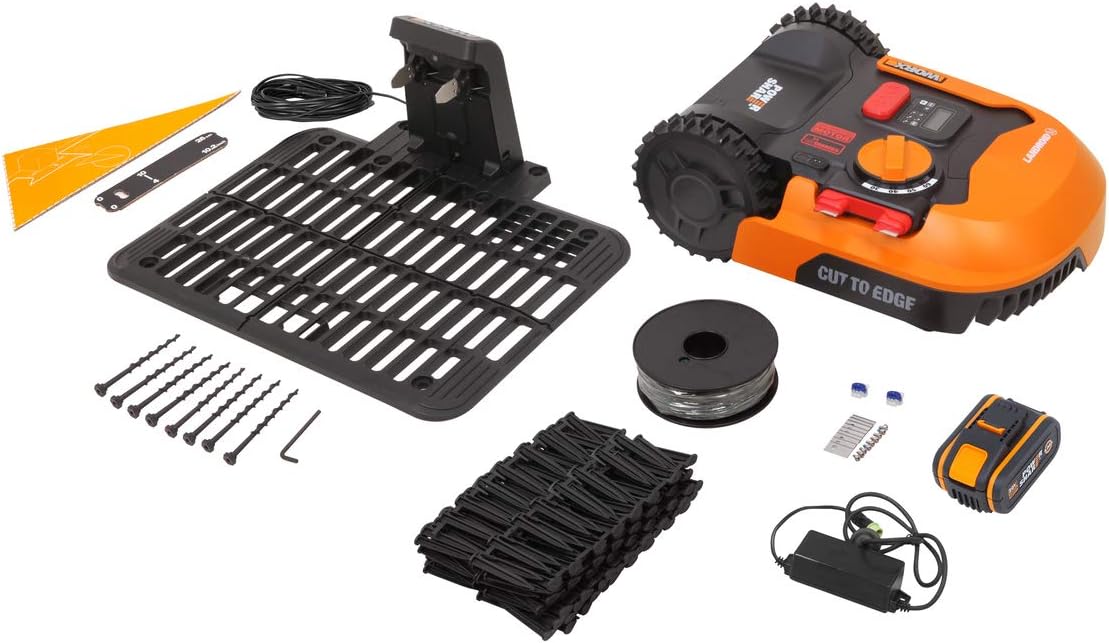 WORX LANDROID Vision WR206E.1, Robot Tondeuse sans Fil périphérique 600 m² Surf.Max 700 m², Installation en 30 Min, Caméra 4K + IA Adaptative, évite Tous Les Obstacles, Coupe des Bordures, Multizone