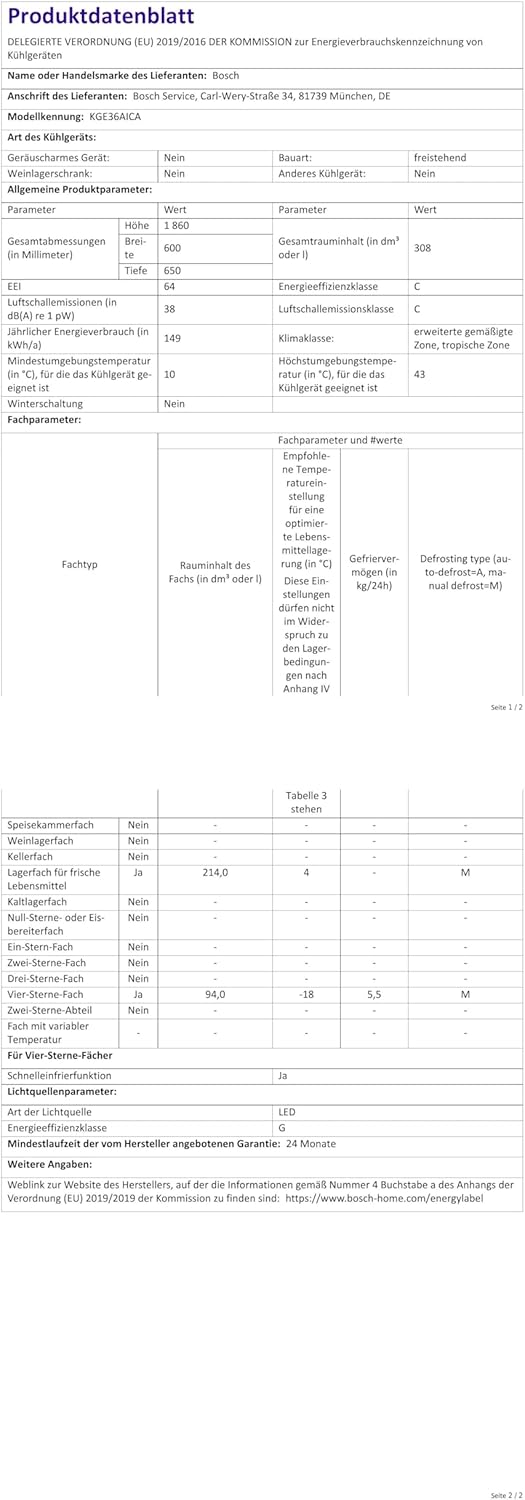 Bosch KGN39AIAT, Série 6, Réfrigérateur combiné pose-libre, 363 L, 203 x 60 (H x L), Inox anti trace de doigts