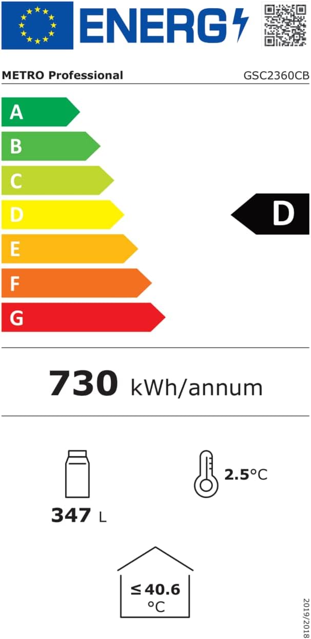 METRO Professional Réfrigérateur à Boissons GSC2360B, Acier/Verre, 62 x 63.6 x 175.3 cm, 347 L, avec Serrure, Noir