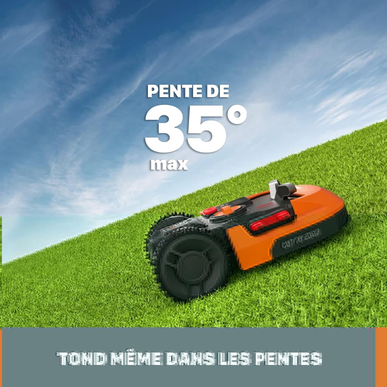 WORX LANDROID Vision WR206E.1, Robot Tondeuse sans Fil périphérique 600 m² Surf.Max 700 m², Installation en 30 Min, Caméra 4K + IA Adaptative, évite Tous Les Obstacles, Coupe des Bordures, Multizone