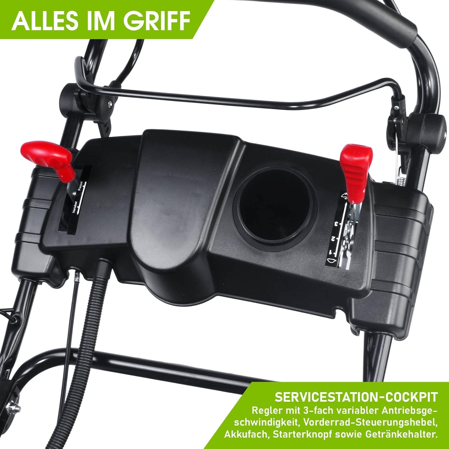 BRAST tondeuse thermique 3 roues TRIKE E-START 224cc 53cm tractée démarrage électrique mulching 4en1 capot en tôle en acier 60l - moteur 4 temps de la marque française GT reglable