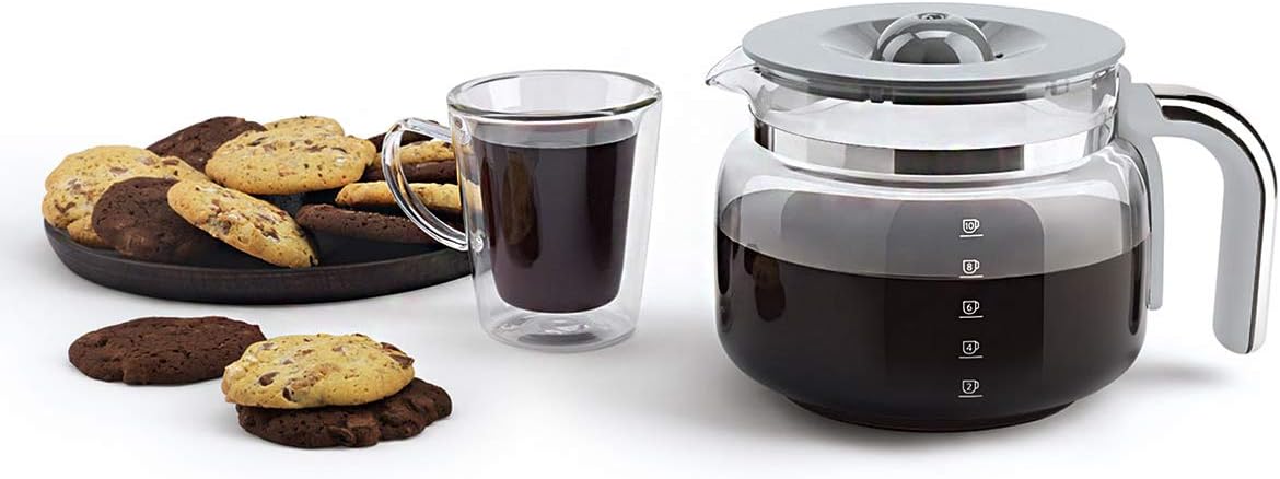 Smeg, Machine à Café Filtre DCF02PBEU, Fonction Arôme et Autostart, Carafe en Verre Jusqu'à 12 Tasses, 2 Niveaux d'Intensité, Mode Maintien au Chaud, 1050 W, Bleu Clair Pastel