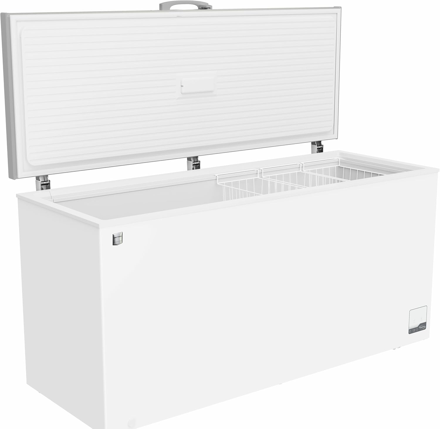 METRO Professional Congélateur bahut GHF2700S, acier, 188 x 73.5 x 94.5 cm, 700 L, 125 W, 3 paniers, éclairage LED, avec serrure, blanc/gris